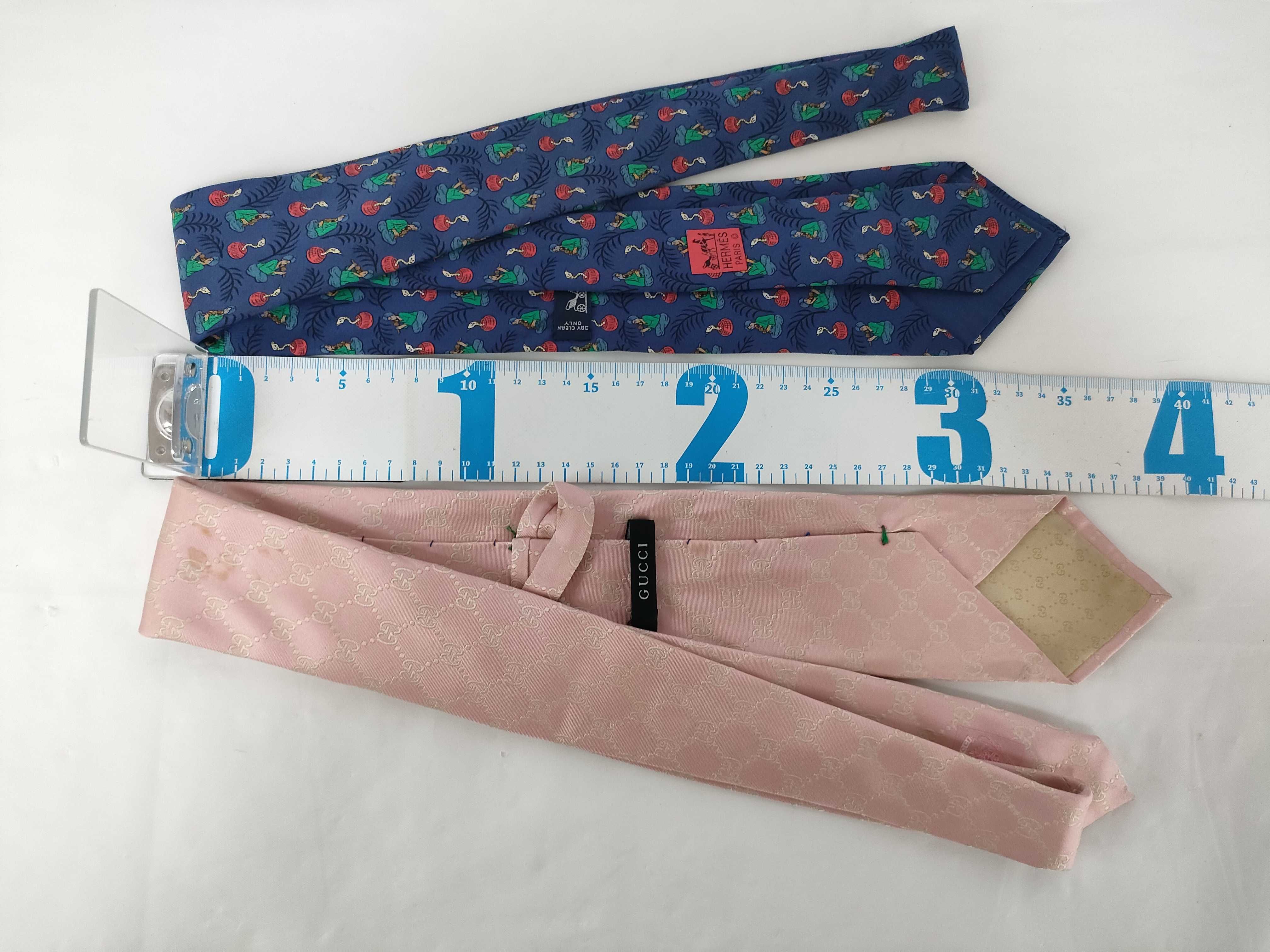 Two Designer Silk Neckties by Gucci and Hermes