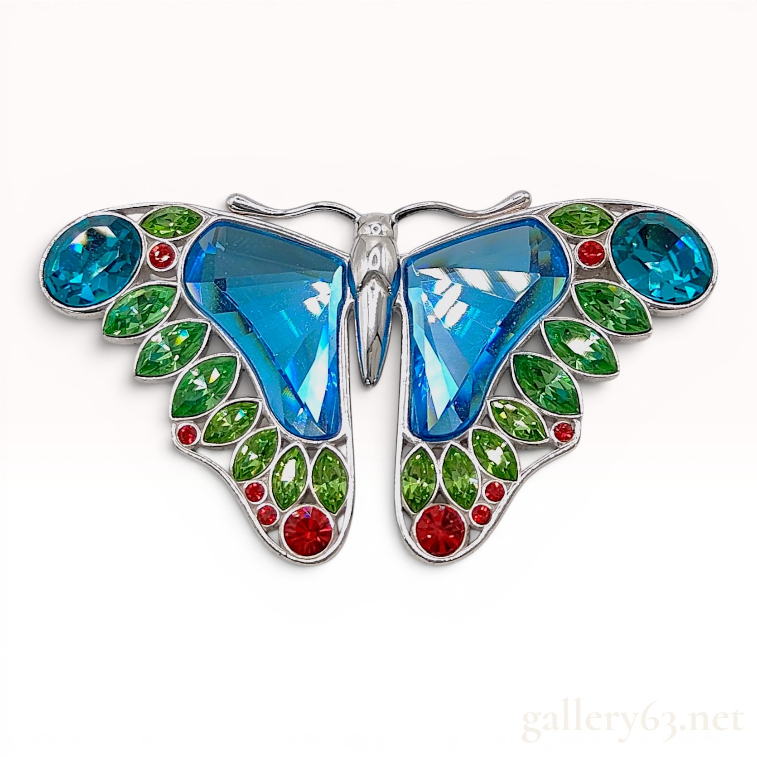 Swarovski Almazora Paradise Sterling Silver and Crystal Butterfly Brooch