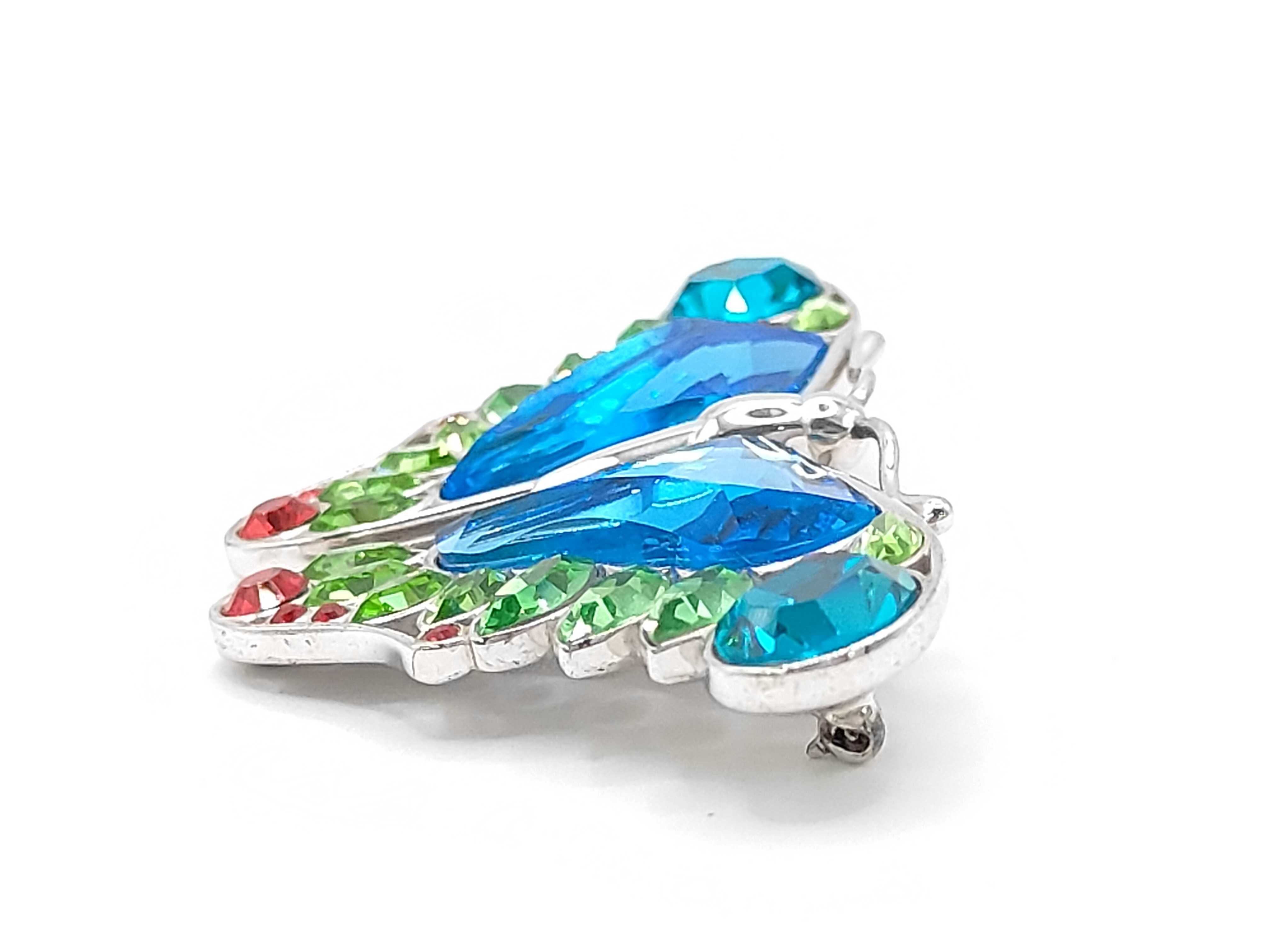 Swarovski Almazora Paradise Sterling Silver and Crystal Butterfly Brooch