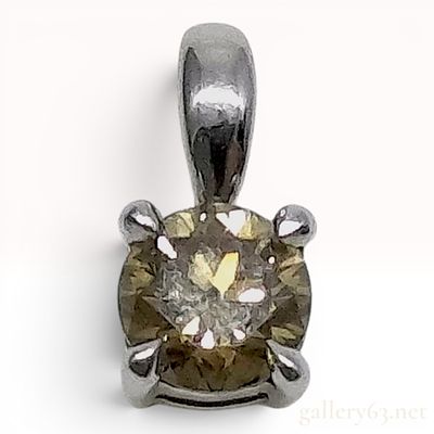 Champagne Diamond and Pt950 Platinum Solitaire Pendant. A solitaire pendant featuring a round 