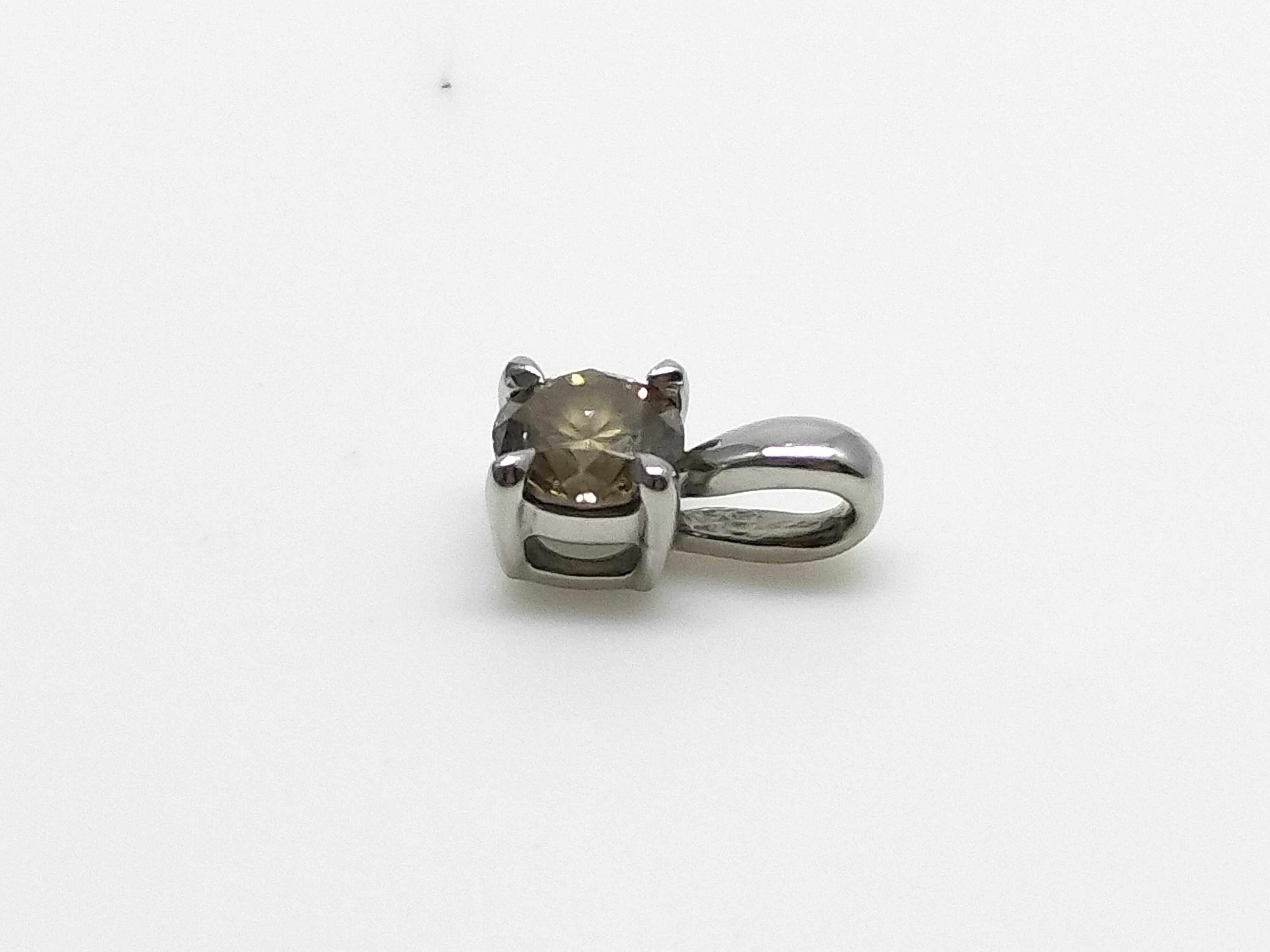 Champagne Diamond and Pt950 Platinum Solitaire Pendant