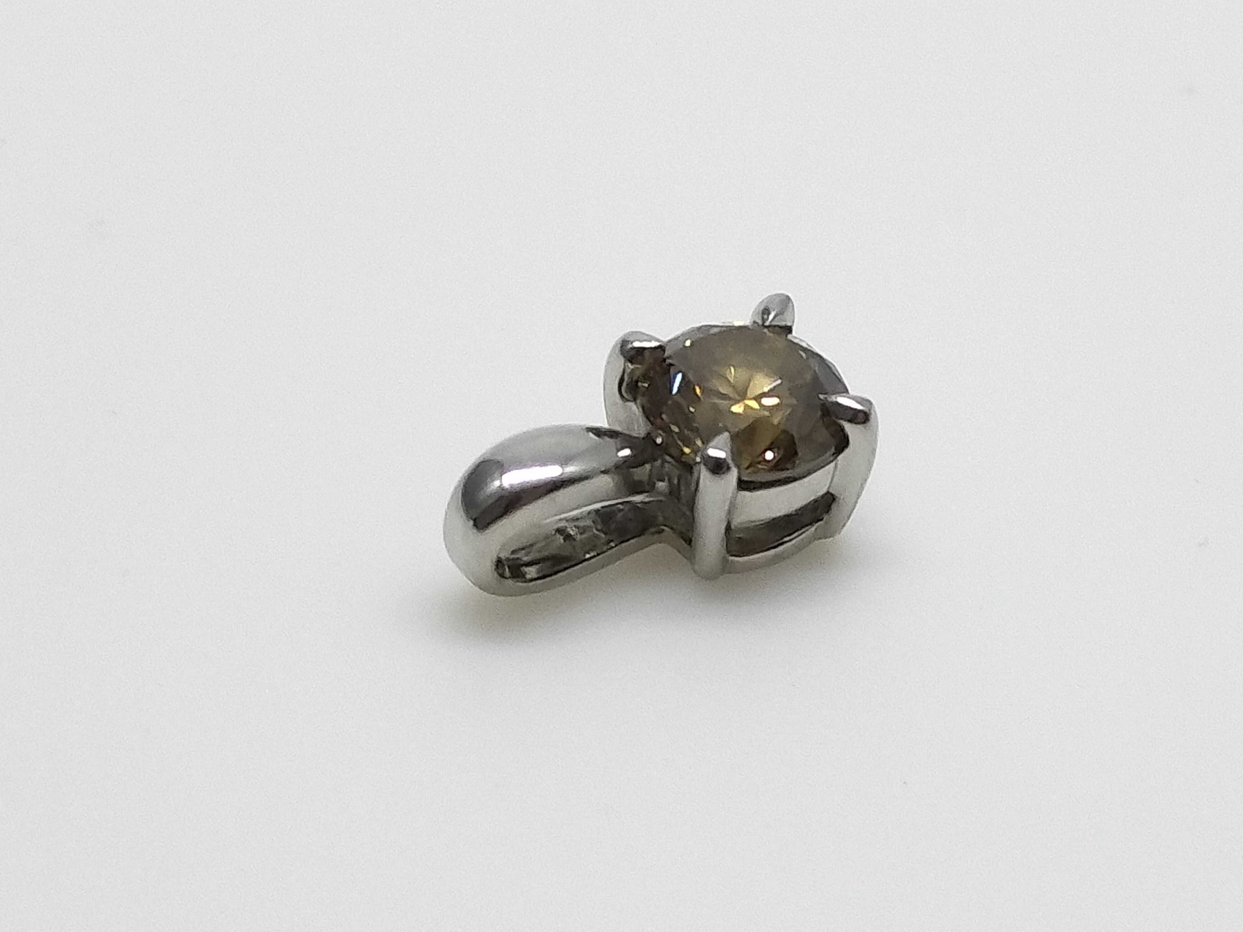 Champagne Diamond and Pt950 Platinum Solitaire Pendant