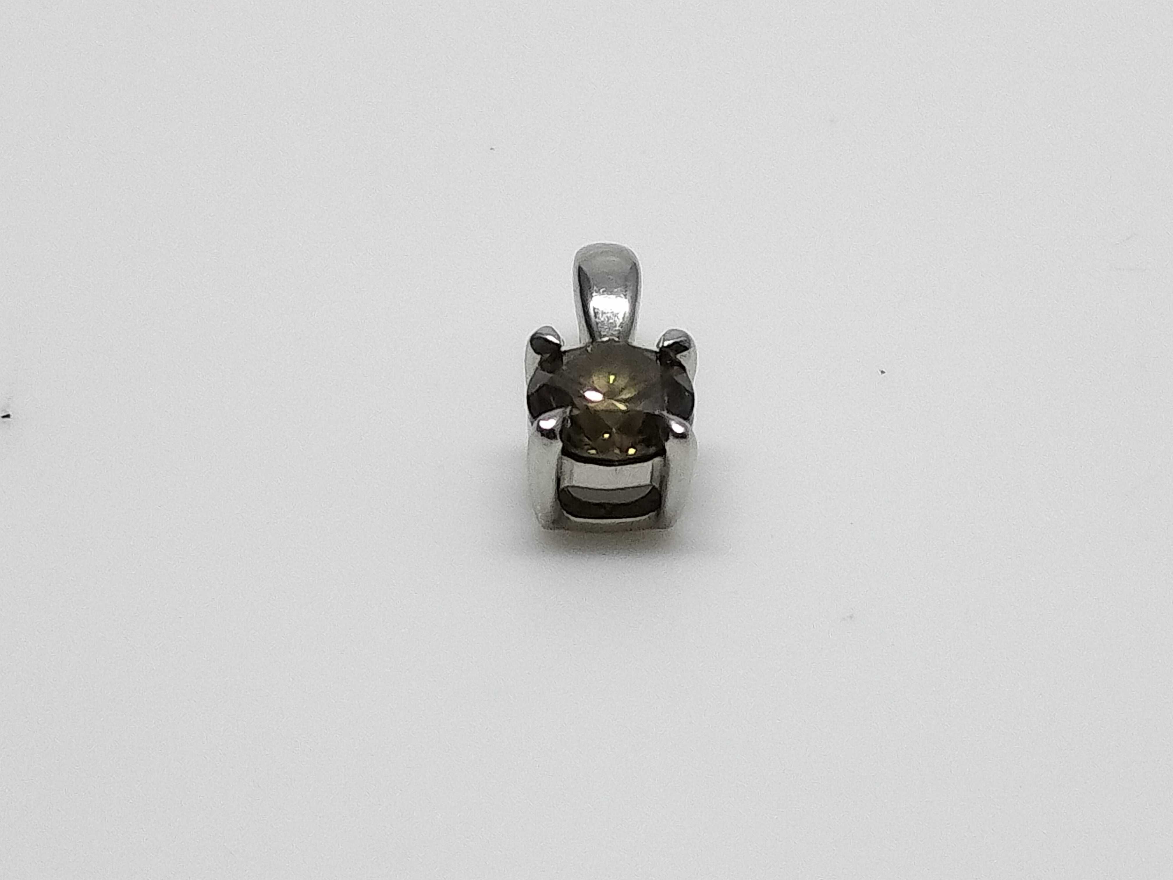 Champagne Diamond and Pt950 Platinum Solitaire Pendant