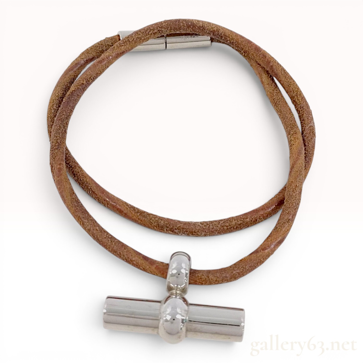 Hermes Tournis Tresse Brown Leather Wrap Bracelet