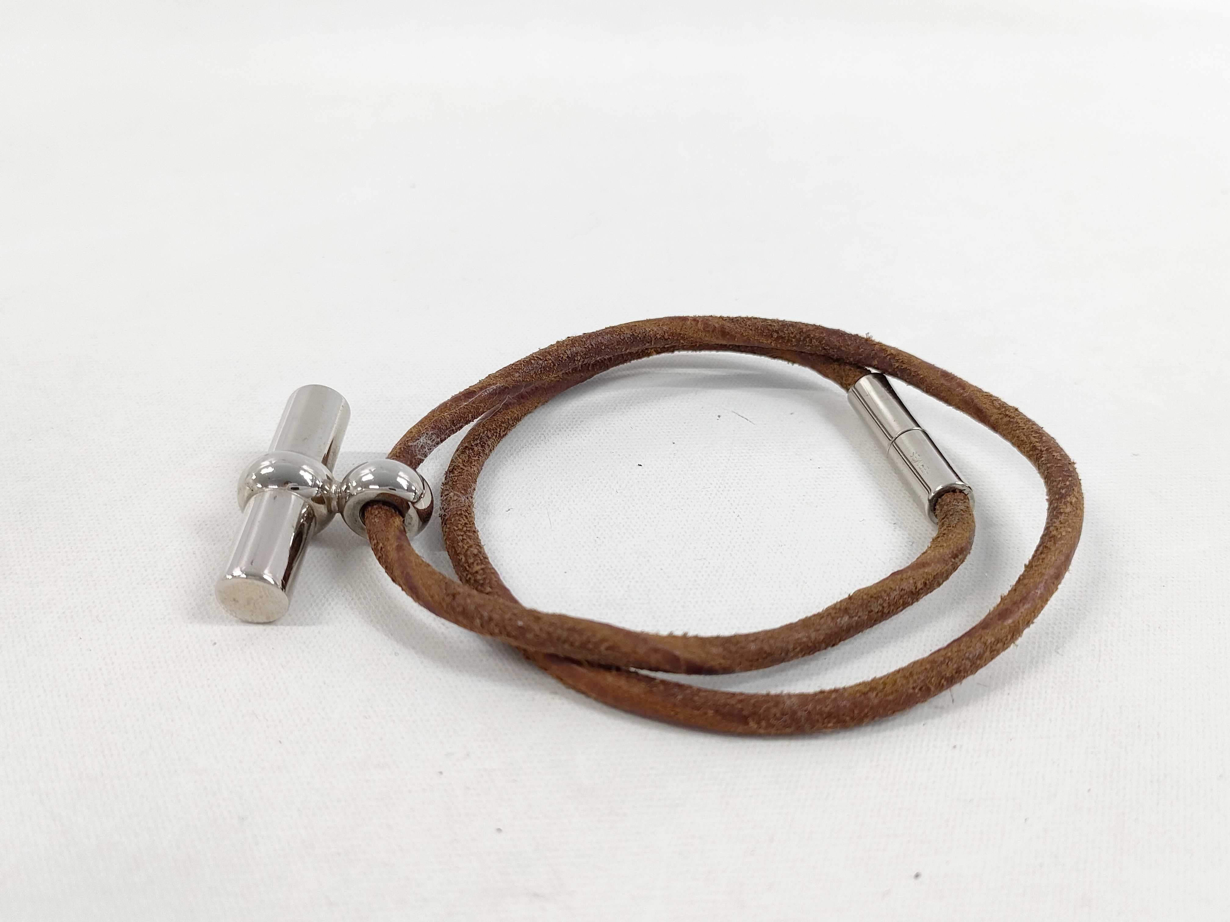Hermes Tournis Tresse Brown Leather Wrap Bracelet