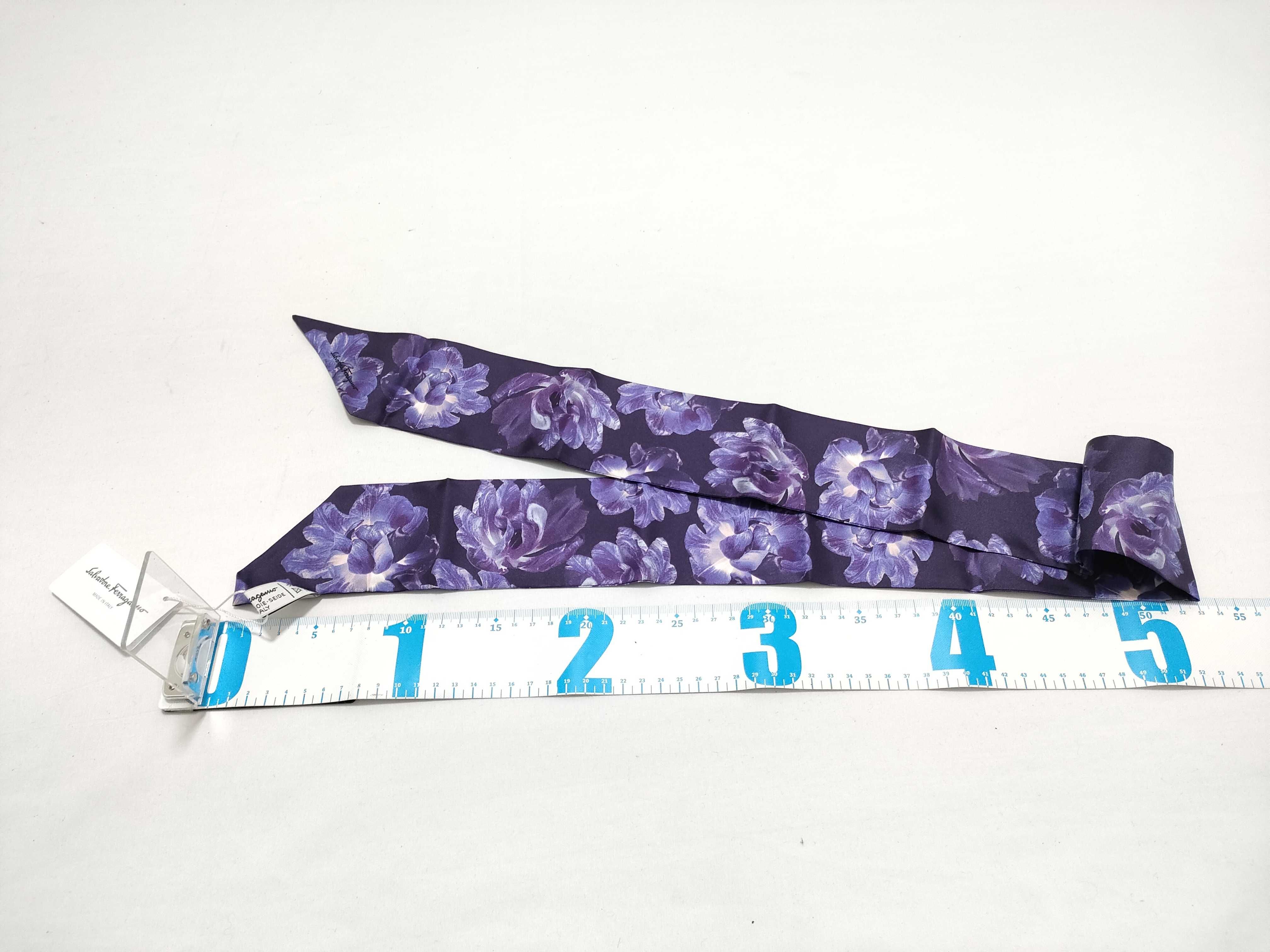 Salvatore Ferragamo Floral Print Silk Skinny Scarf