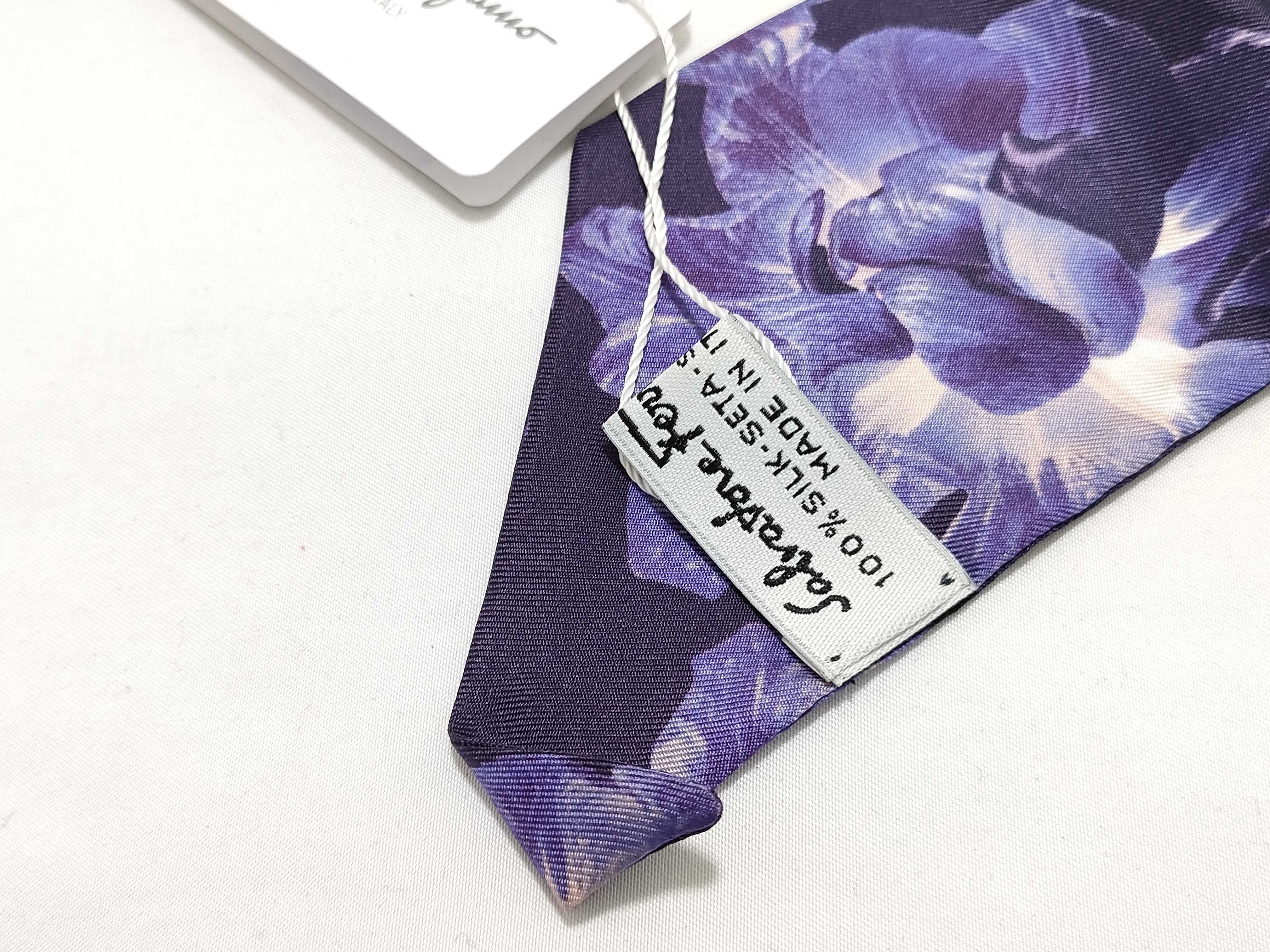 Salvatore Ferragamo Floral Print Silk Skinny Scarf