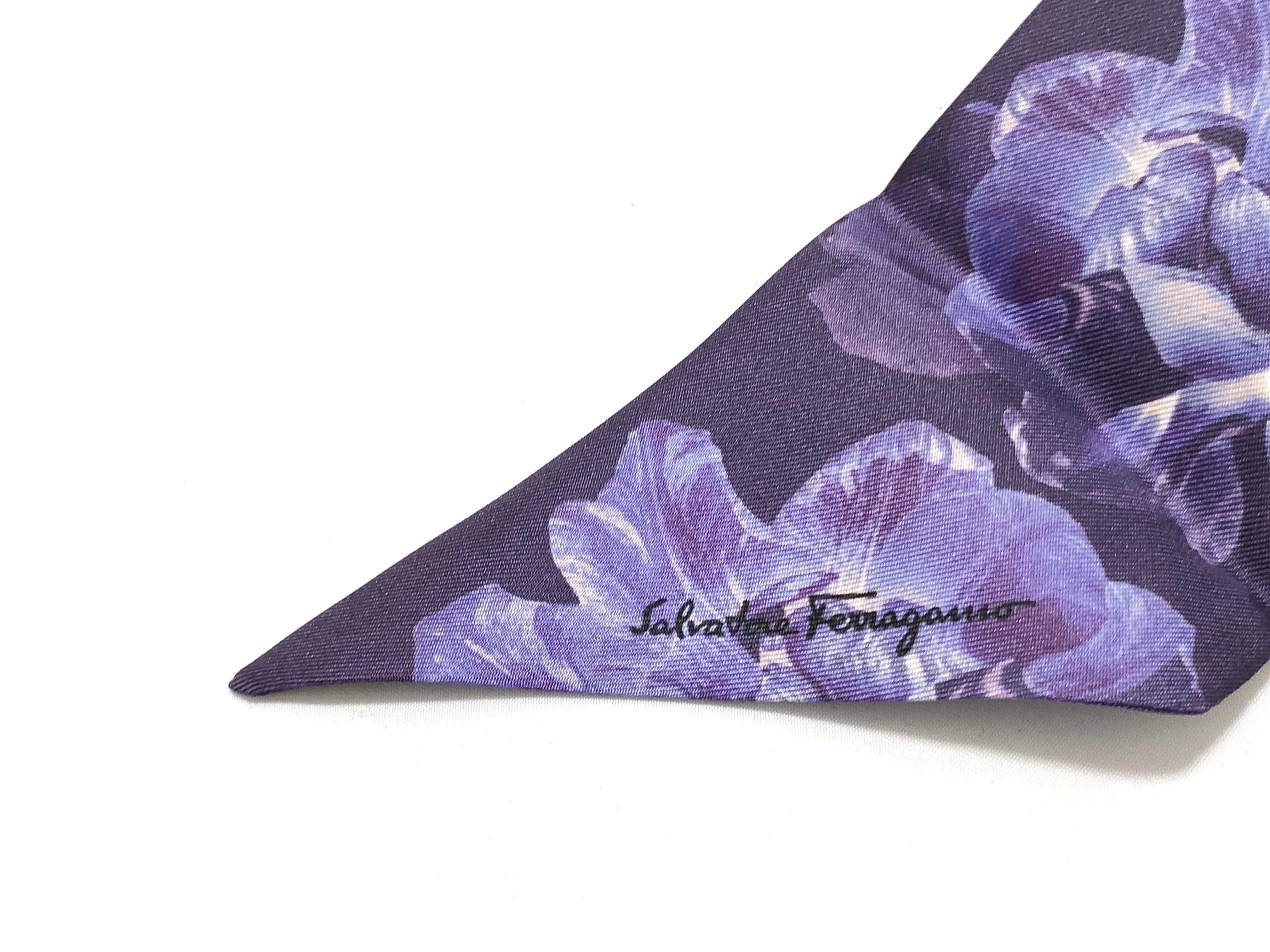 Salvatore Ferragamo Floral Print Silk Skinny Scarf