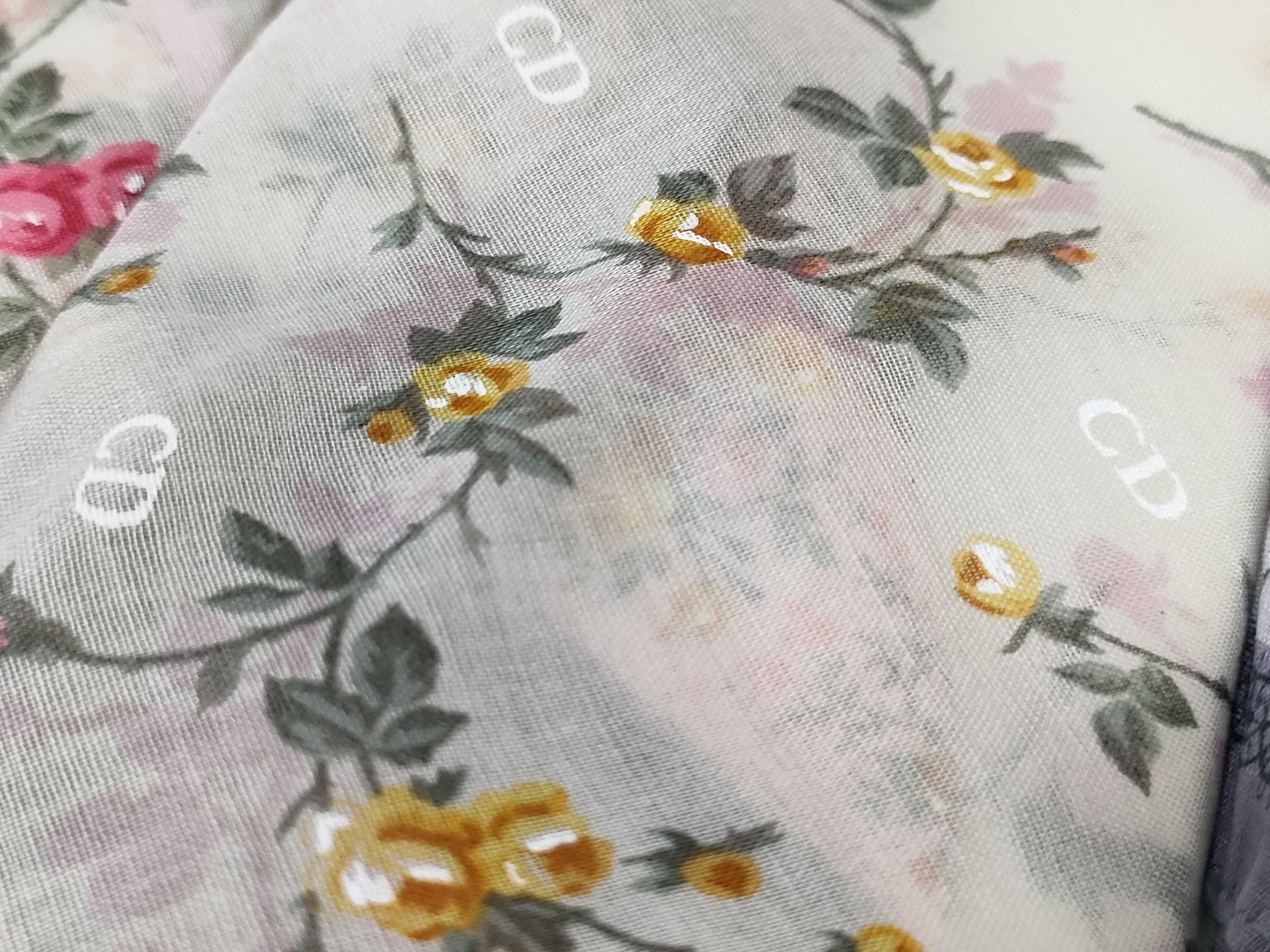 Set of Three Christian Dior Floral Monogram Cotton Handkerchiefs in Presentation Box