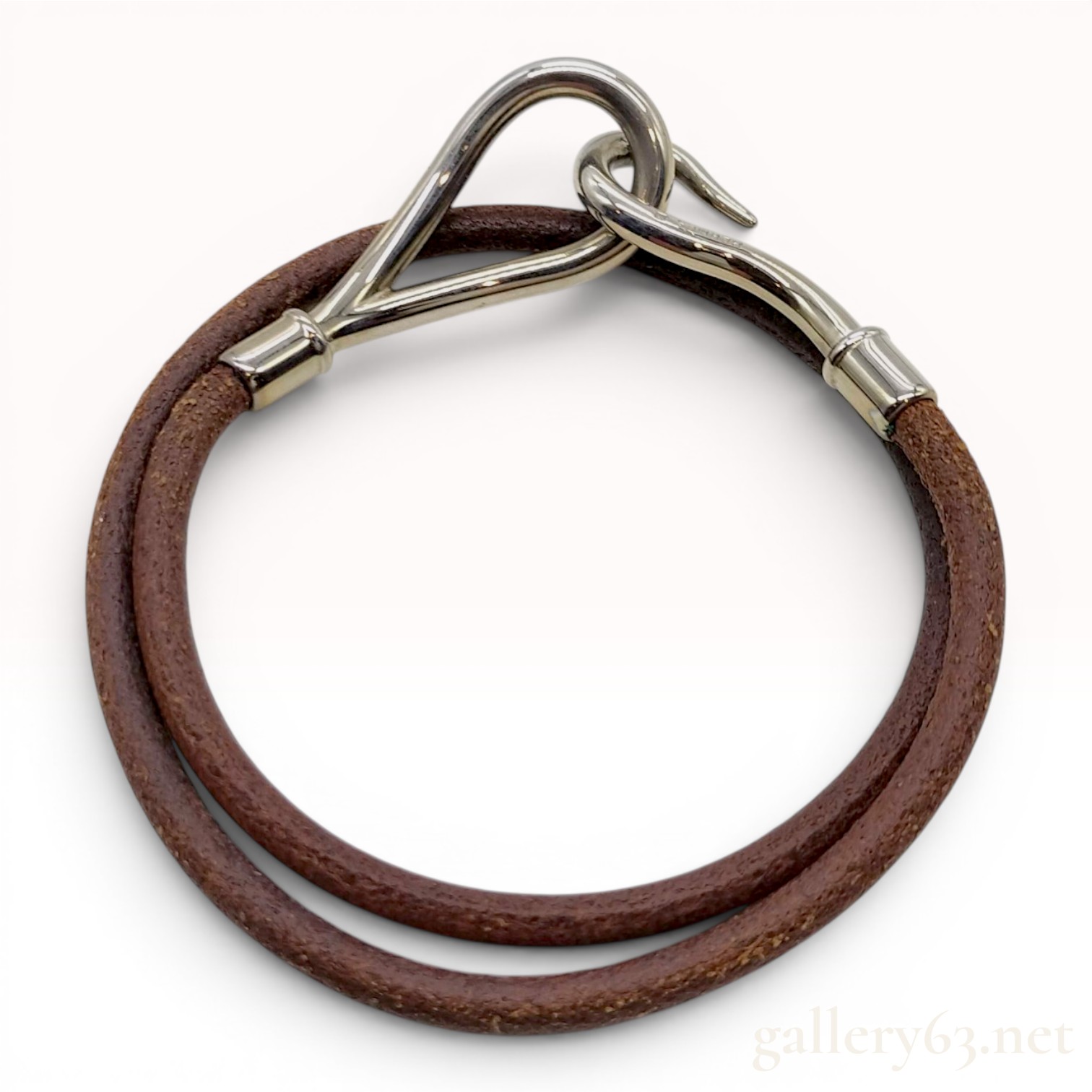 Hermes Jumbo Hook Double Wrap Leather Bracelet