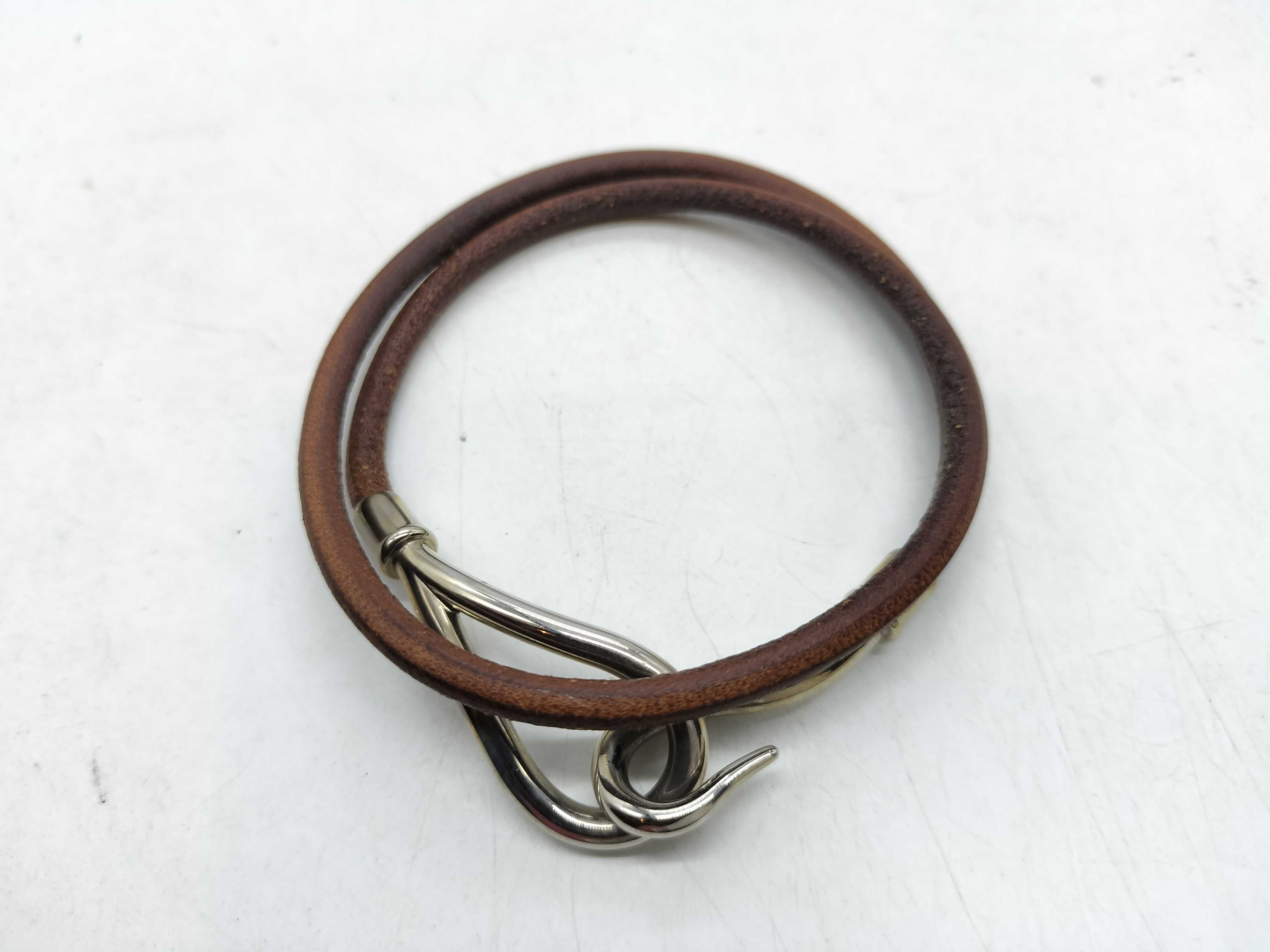 Hermes Jumbo Hook Double Wrap Leather Bracelet