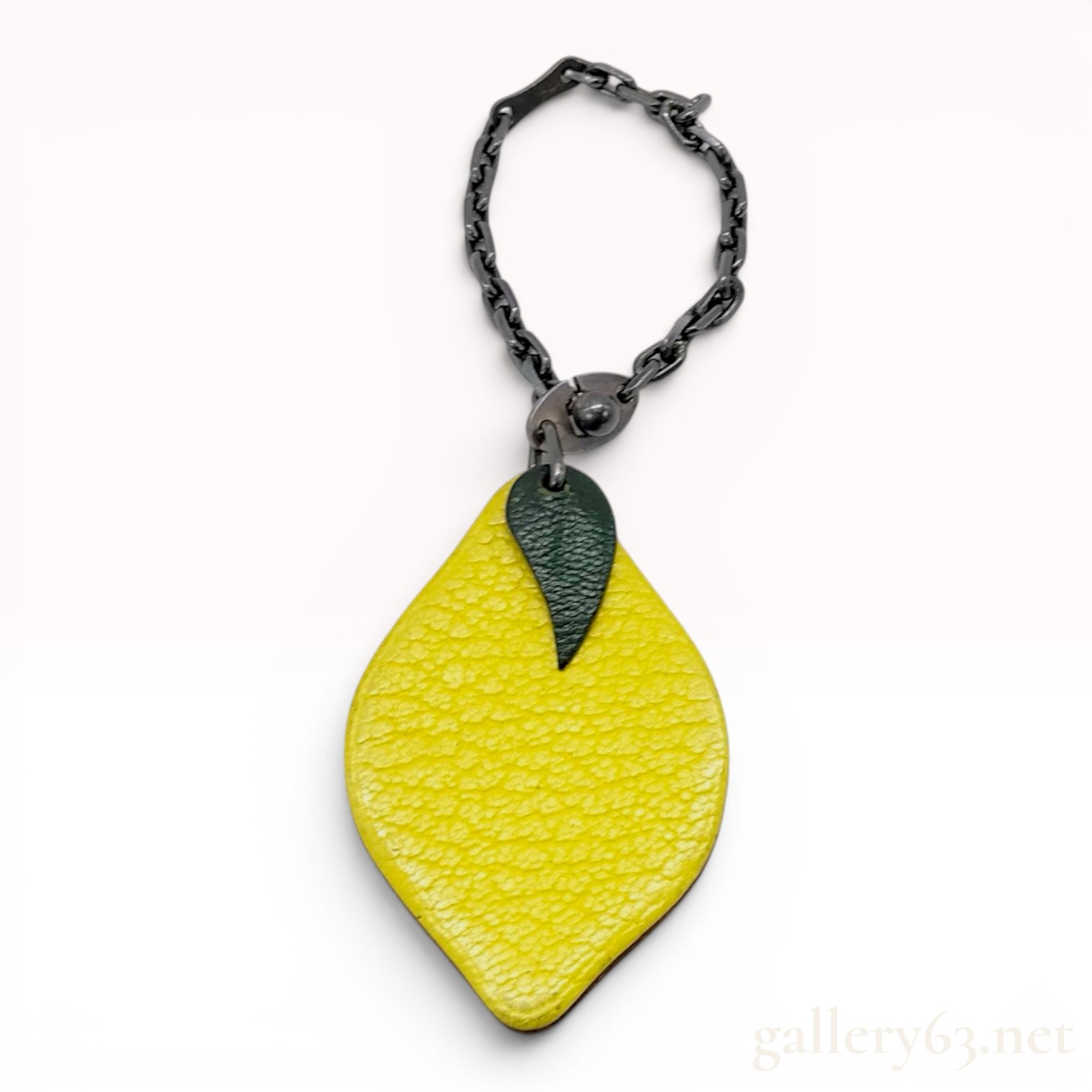 Hermes Sterling Silver Lemon Leather Bag Charm