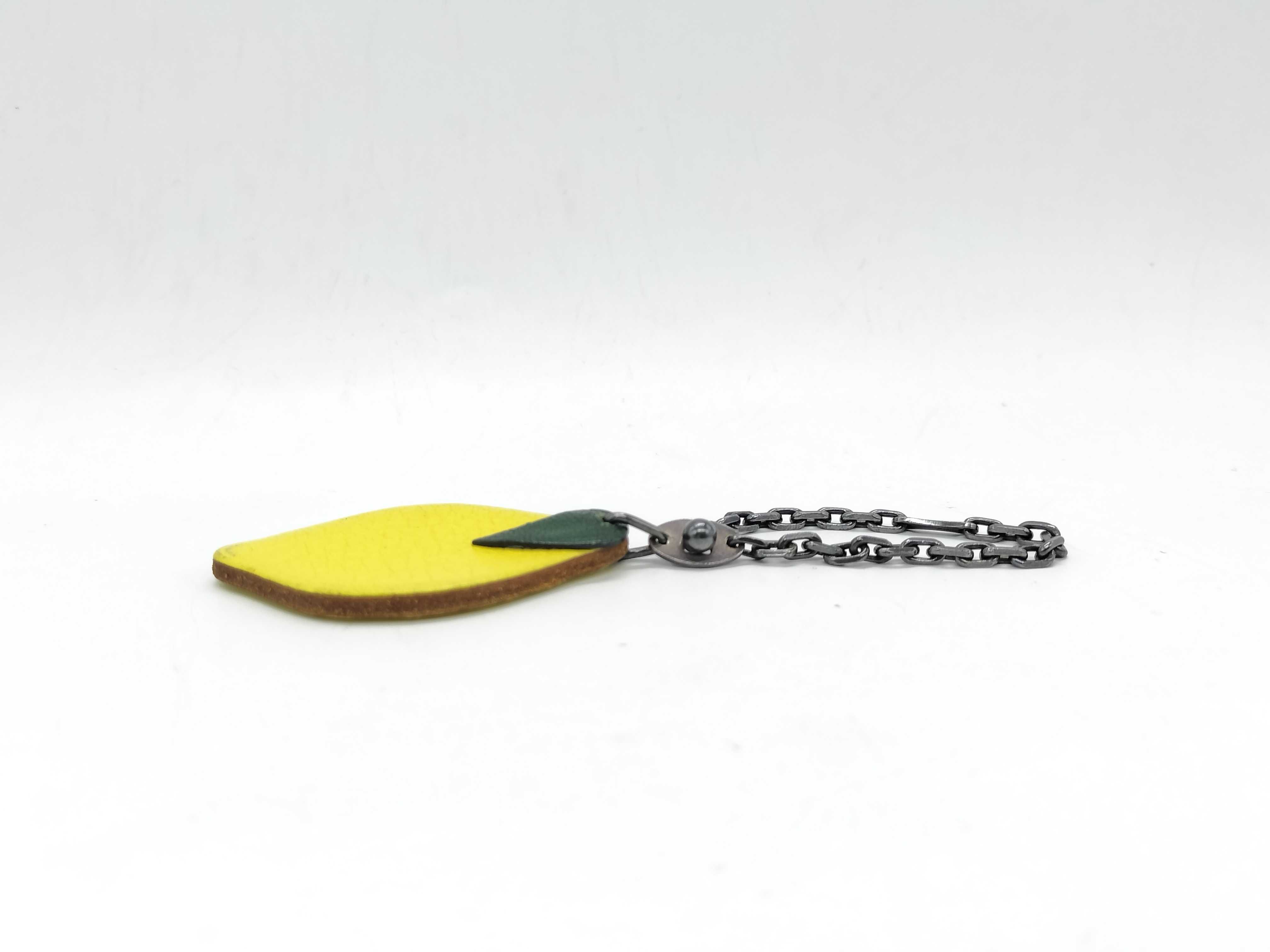 Hermes Sterling Silver Lemon Leather Bag Charm