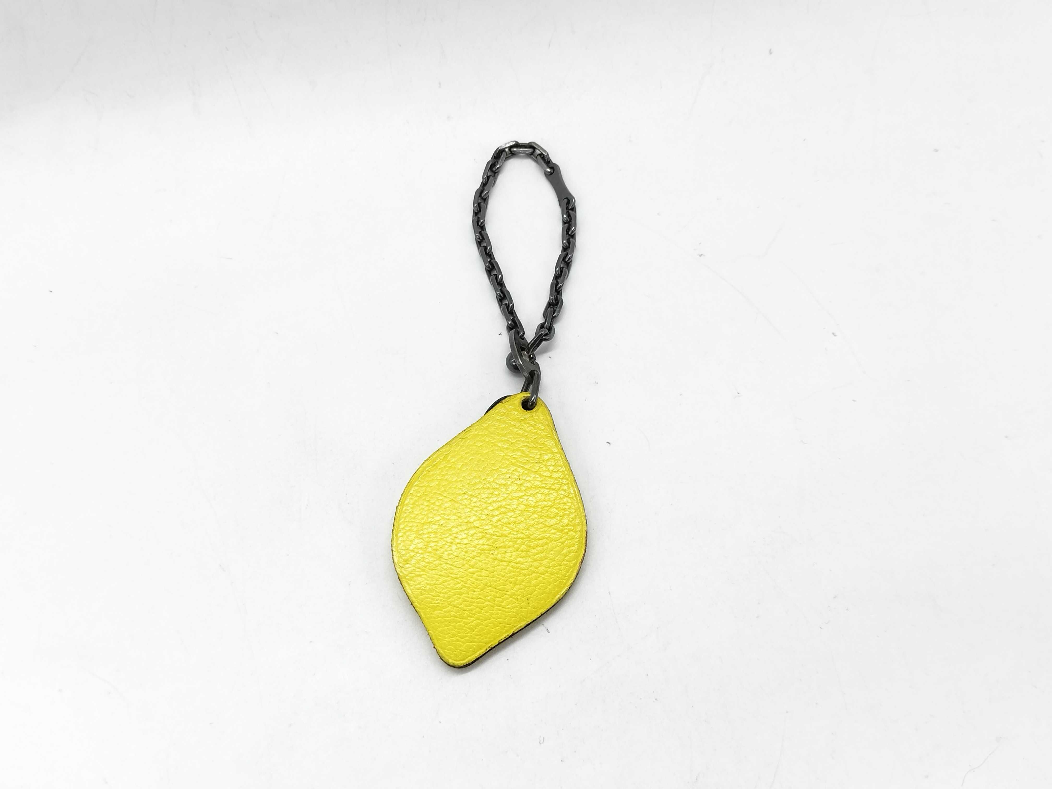 Hermes Sterling Silver Lemon Leather Bag Charm