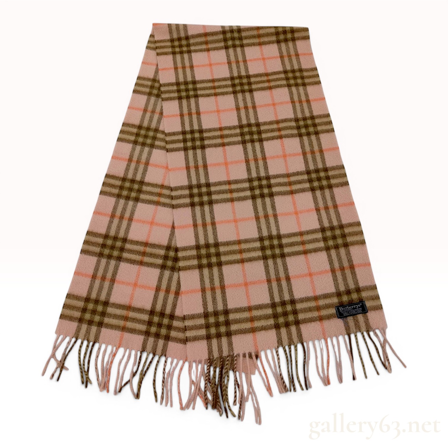 Burberrys of London Pink Cashmere Nova Check Scarf