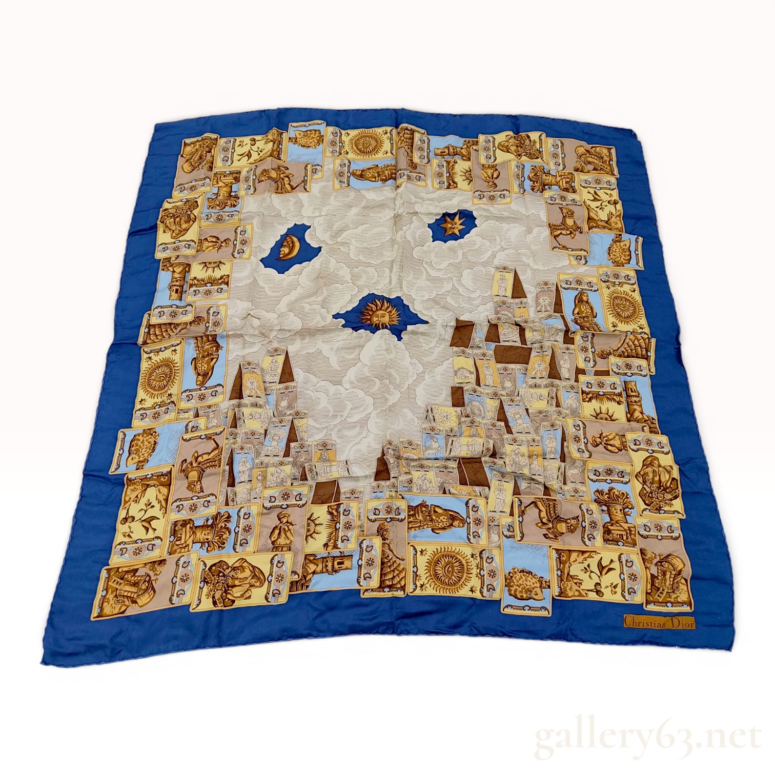 Christian Dior Vintage Tarot Motif Silk Scarf
