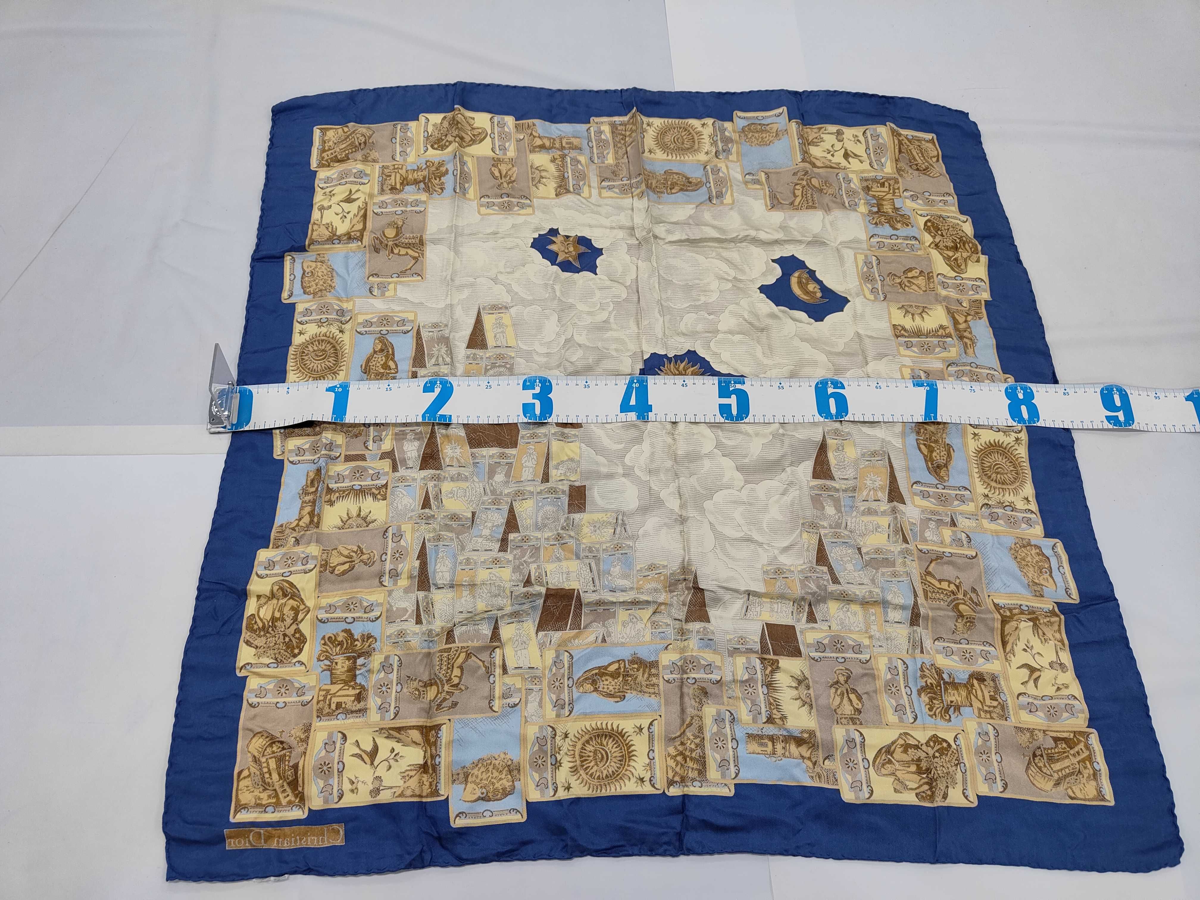 Christian Dior Vintage Tarot Motif Silk Scarf