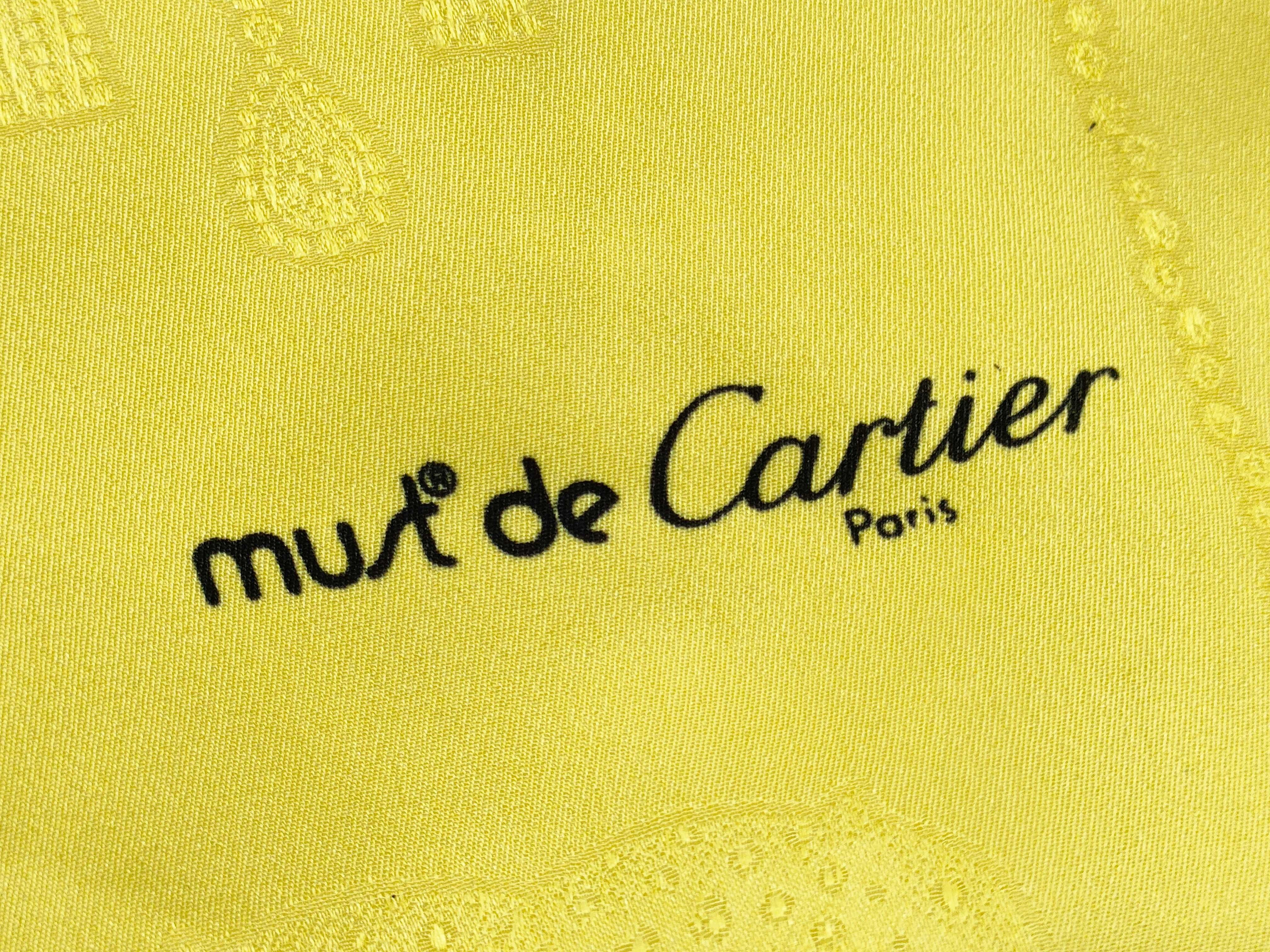 Must de Cartier Yellow Silk Jacquard Tutti Frutti Pattern Scarf