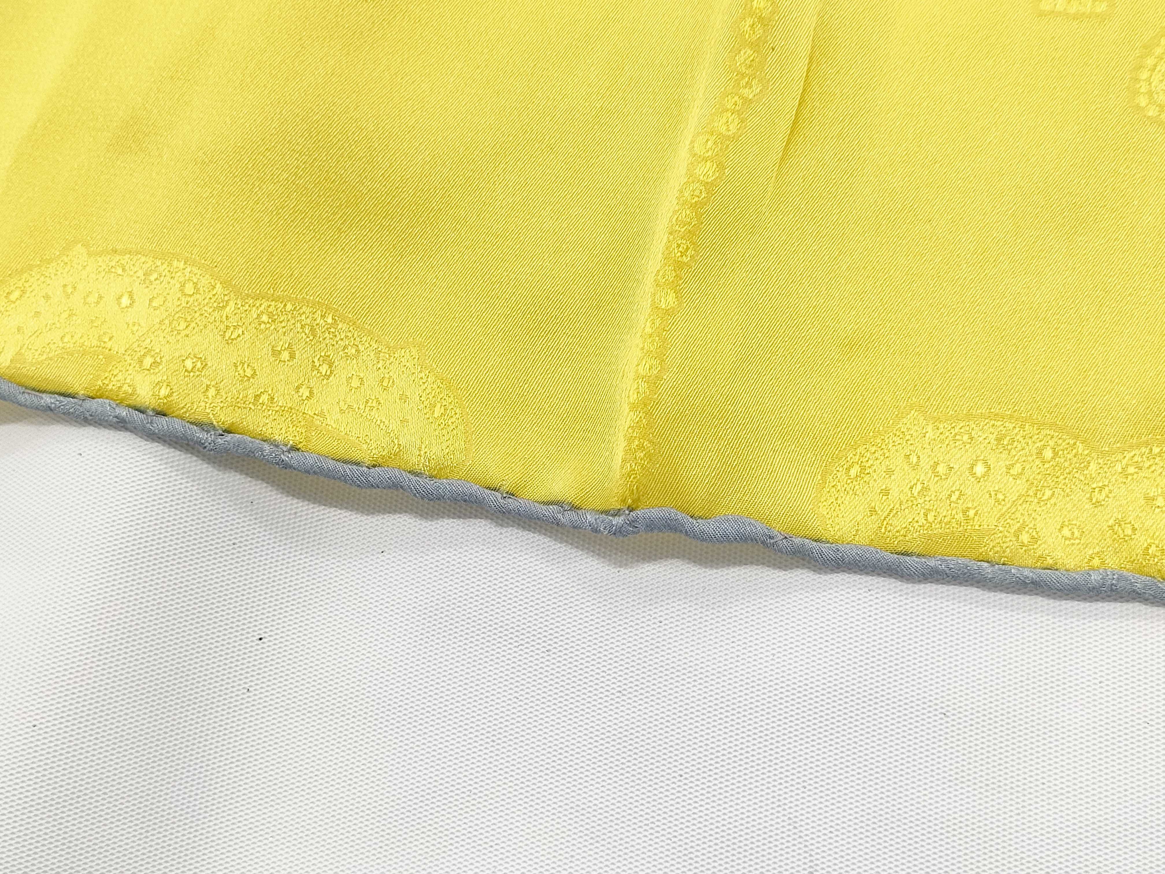Must de Cartier Yellow Silk Jacquard Tutti Frutti Pattern Scarf