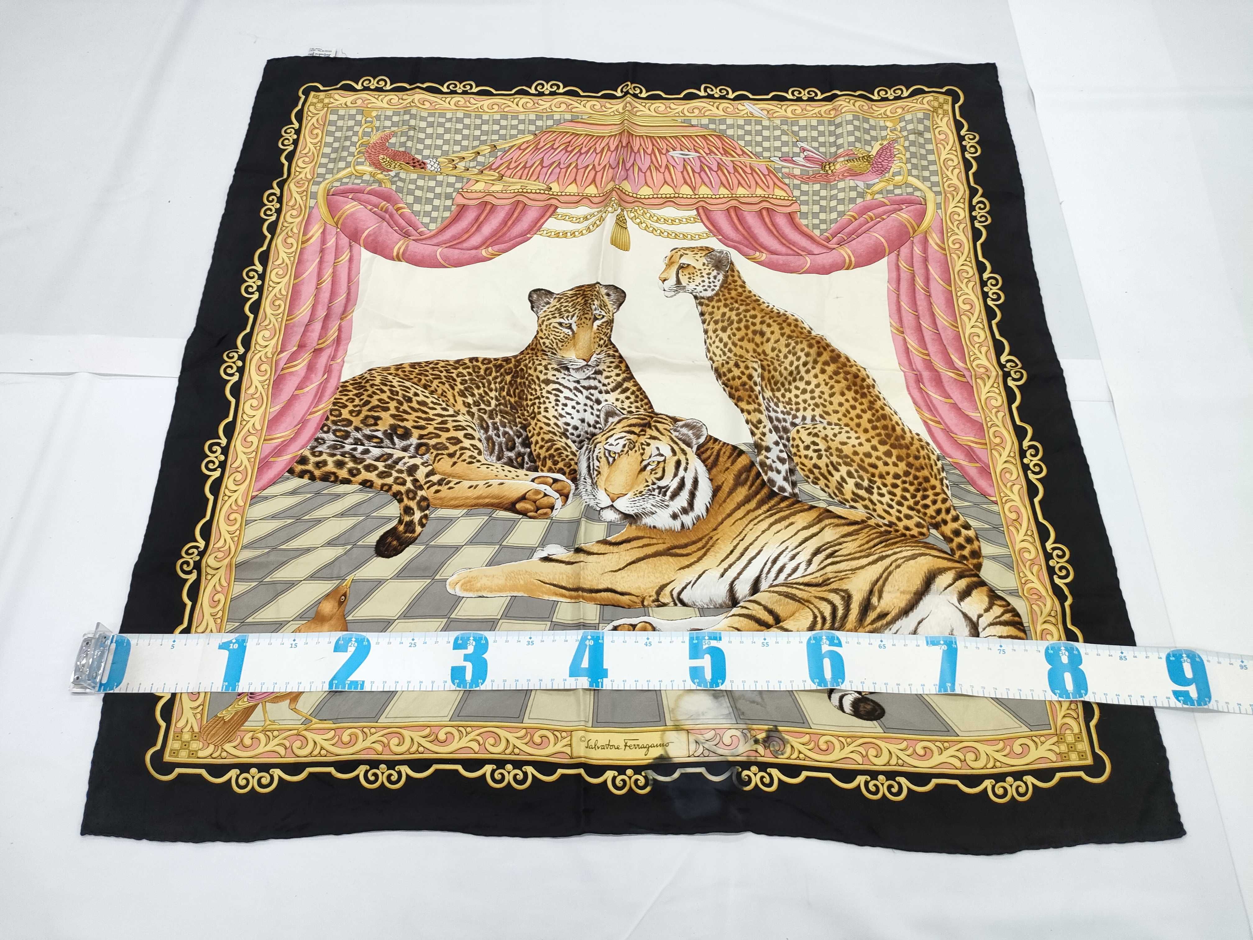 Salvatore Ferragamo Silk Scarf with Tiger Leopard and Cheetah Motif