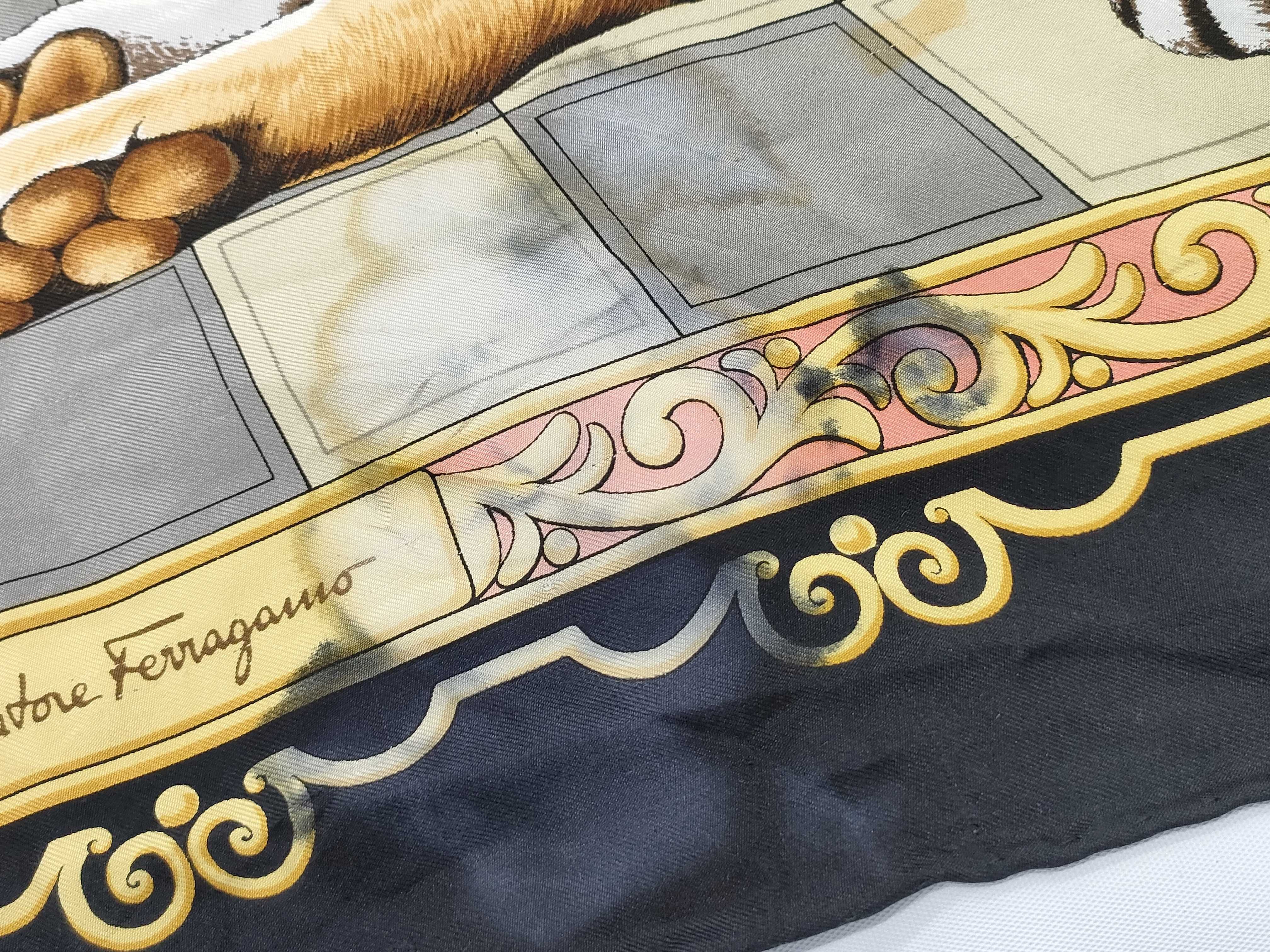 Salvatore Ferragamo Silk Scarf with Tiger Leopard and Cheetah Motif