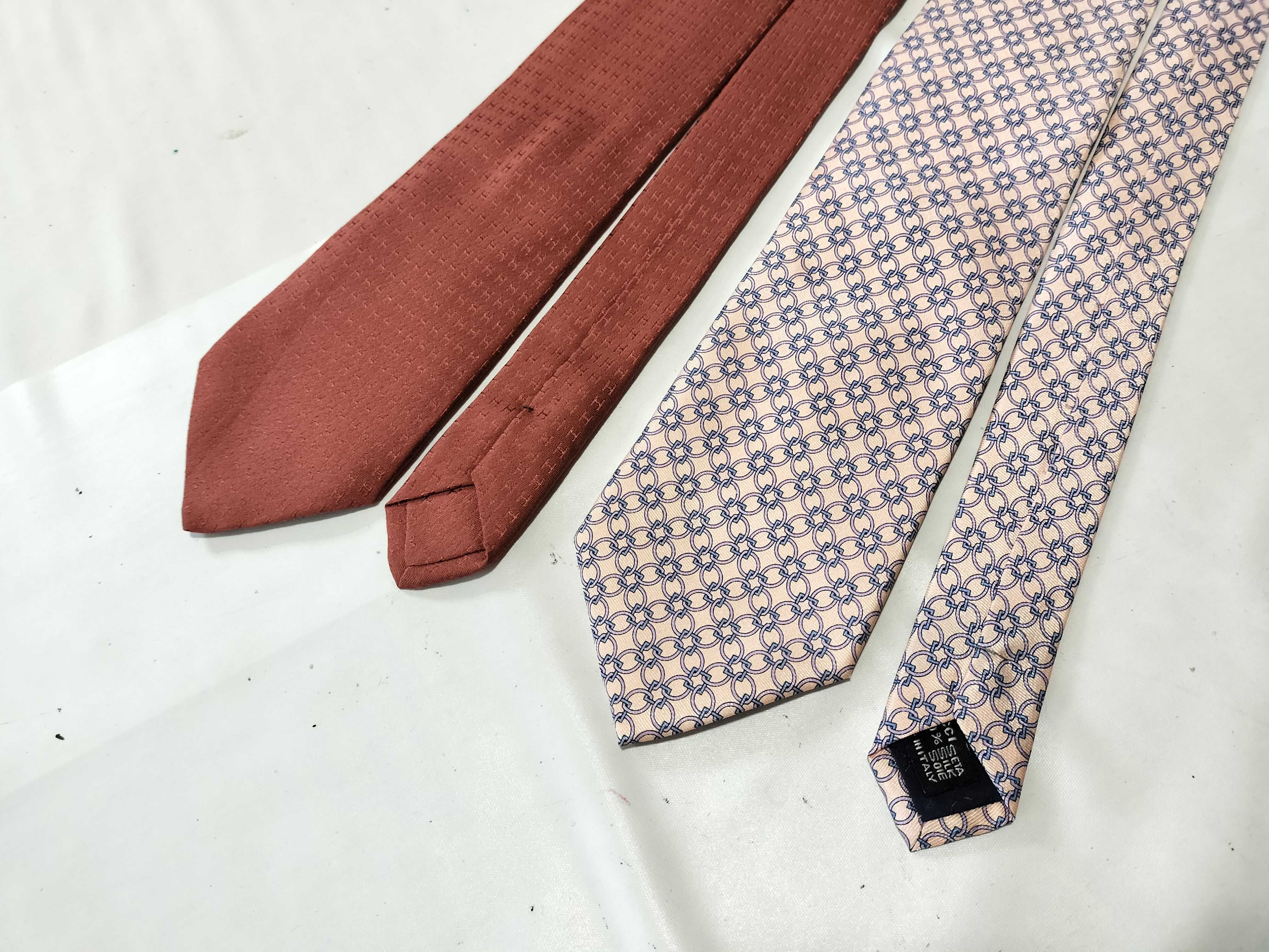Two Designer Silk Neckties by Hermes and Gucci