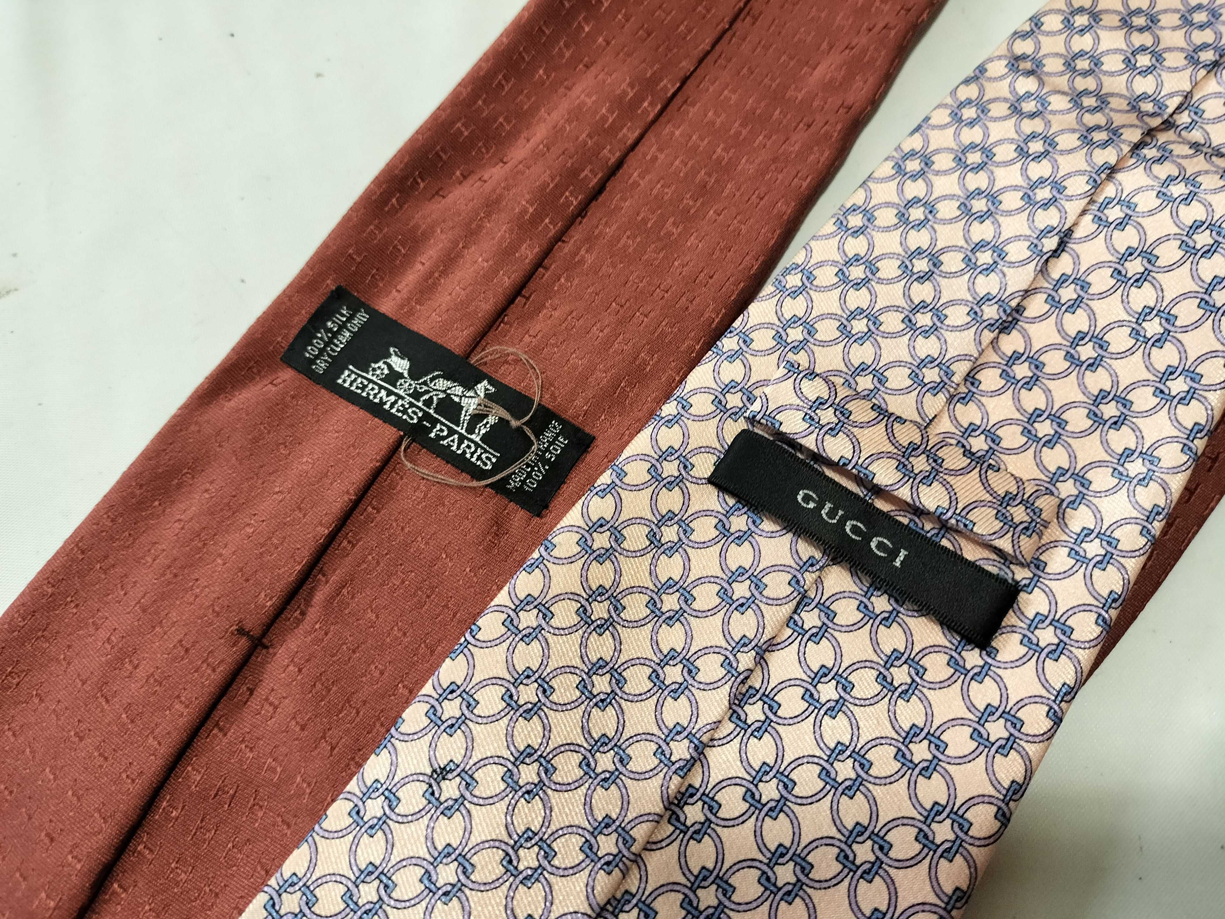 Two Designer Silk Neckties by Hermes and Gucci