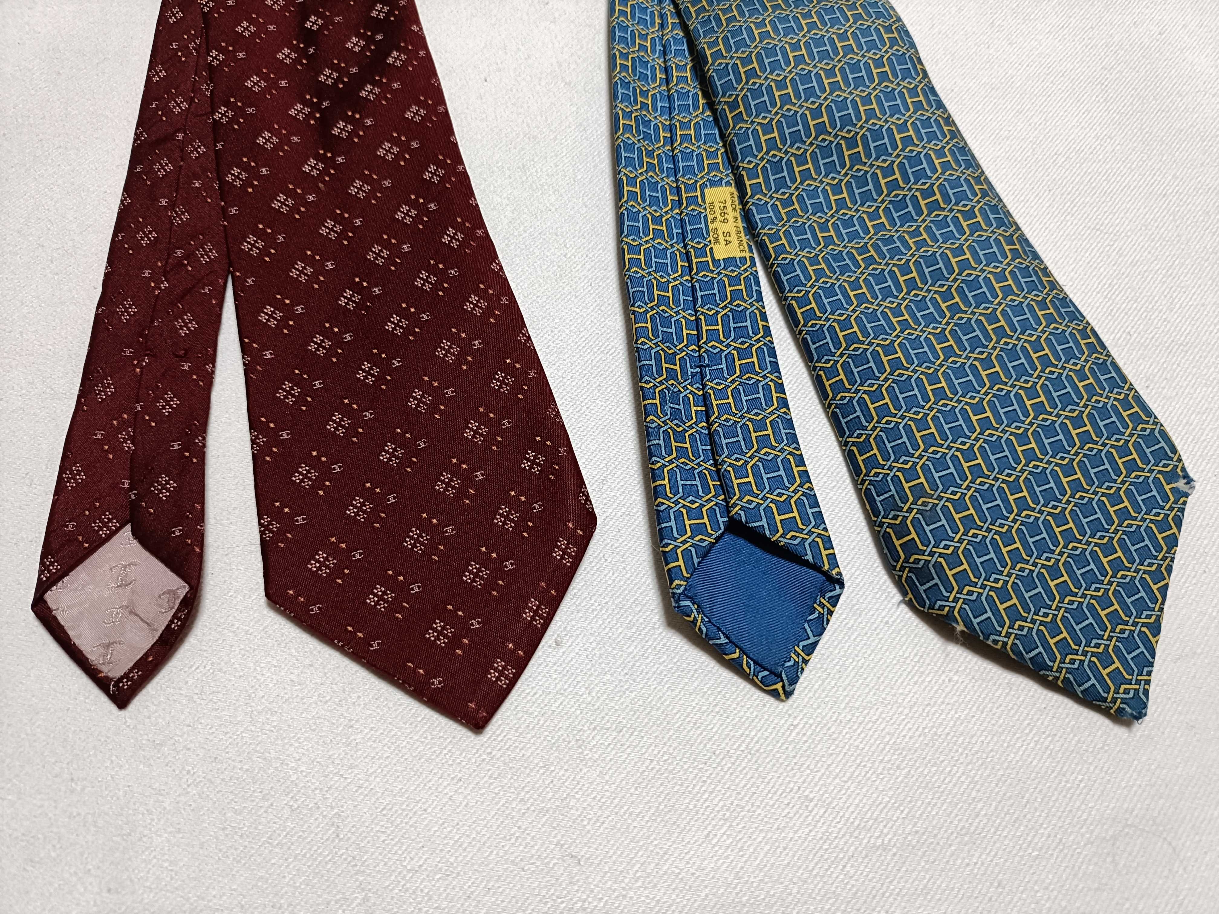 Two Designer Silk Neckties by Chanel and Hermes
