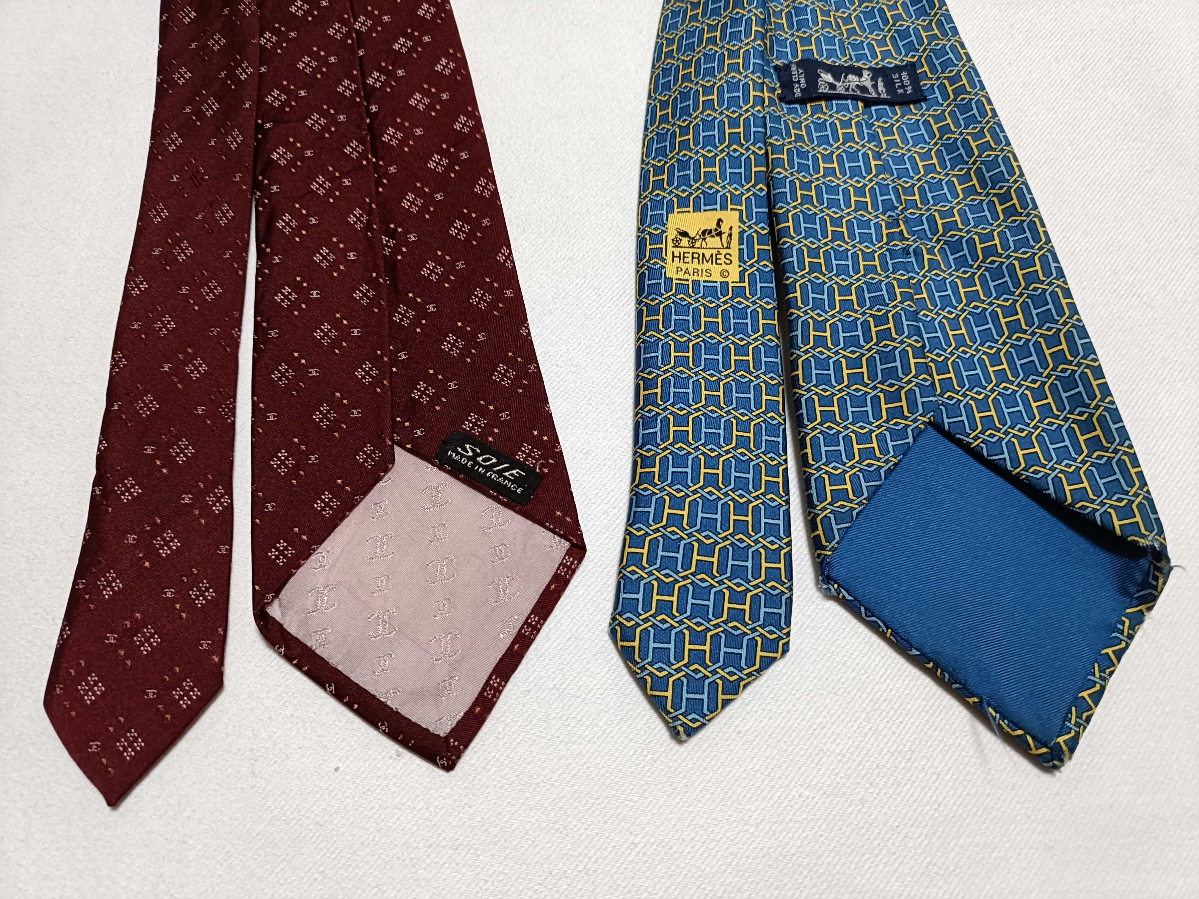 Two Designer Silk Neckties by Chanel and Hermes