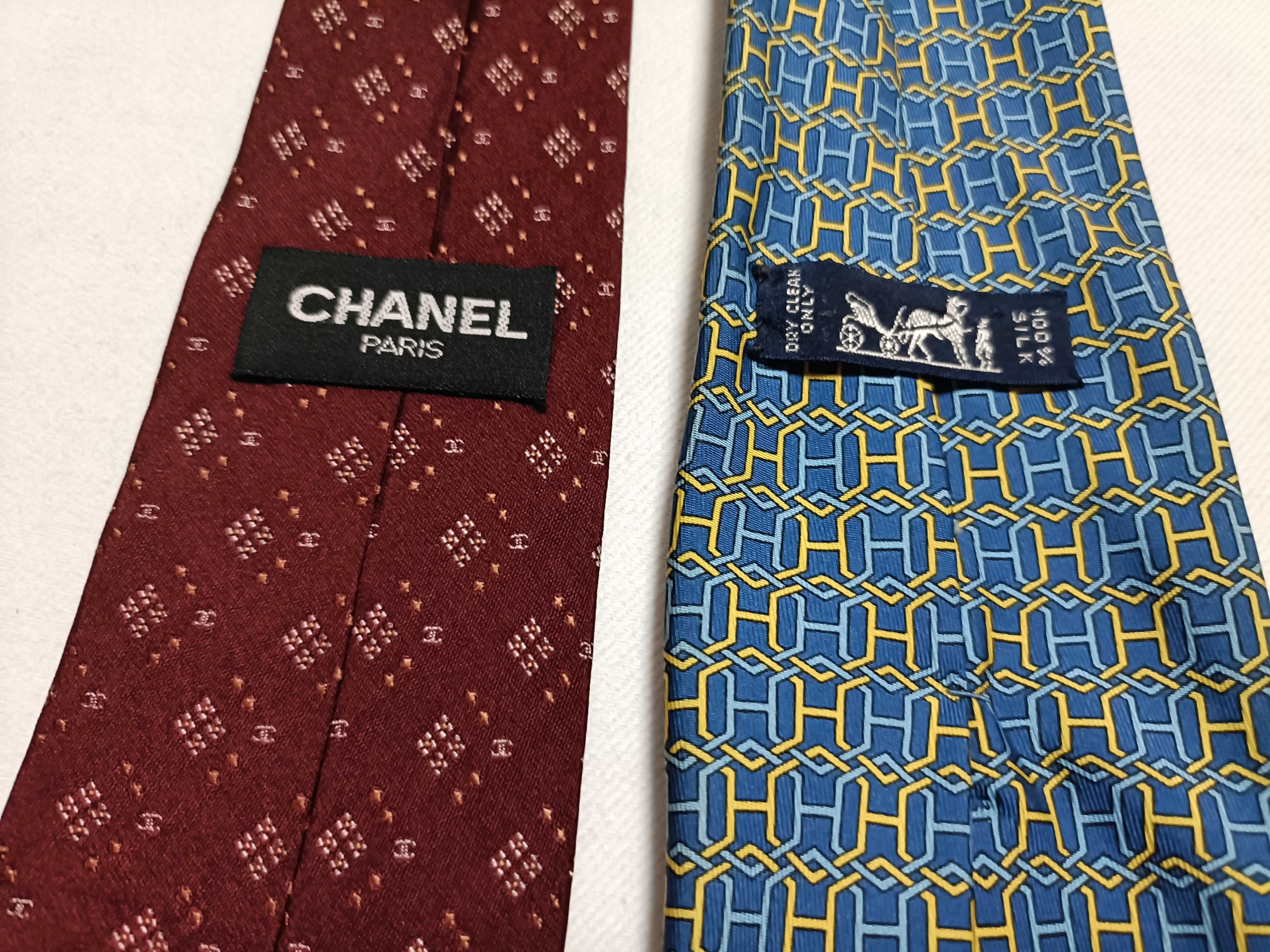 Two Designer Silk Neckties by Chanel and Hermes
