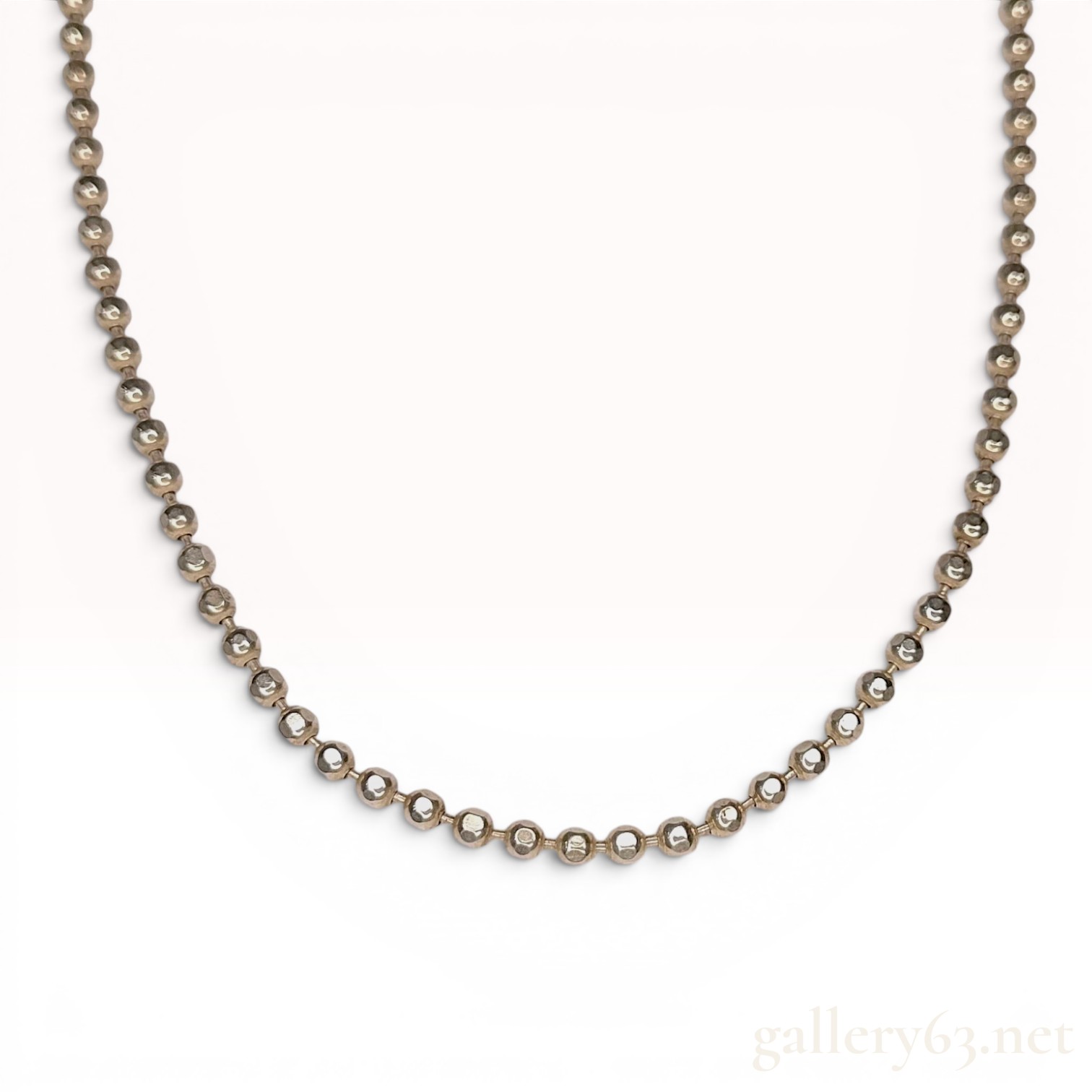 Gucci Sterling Silver Faceted Ball Chain Necklace with Stylized Handcuff Clasp