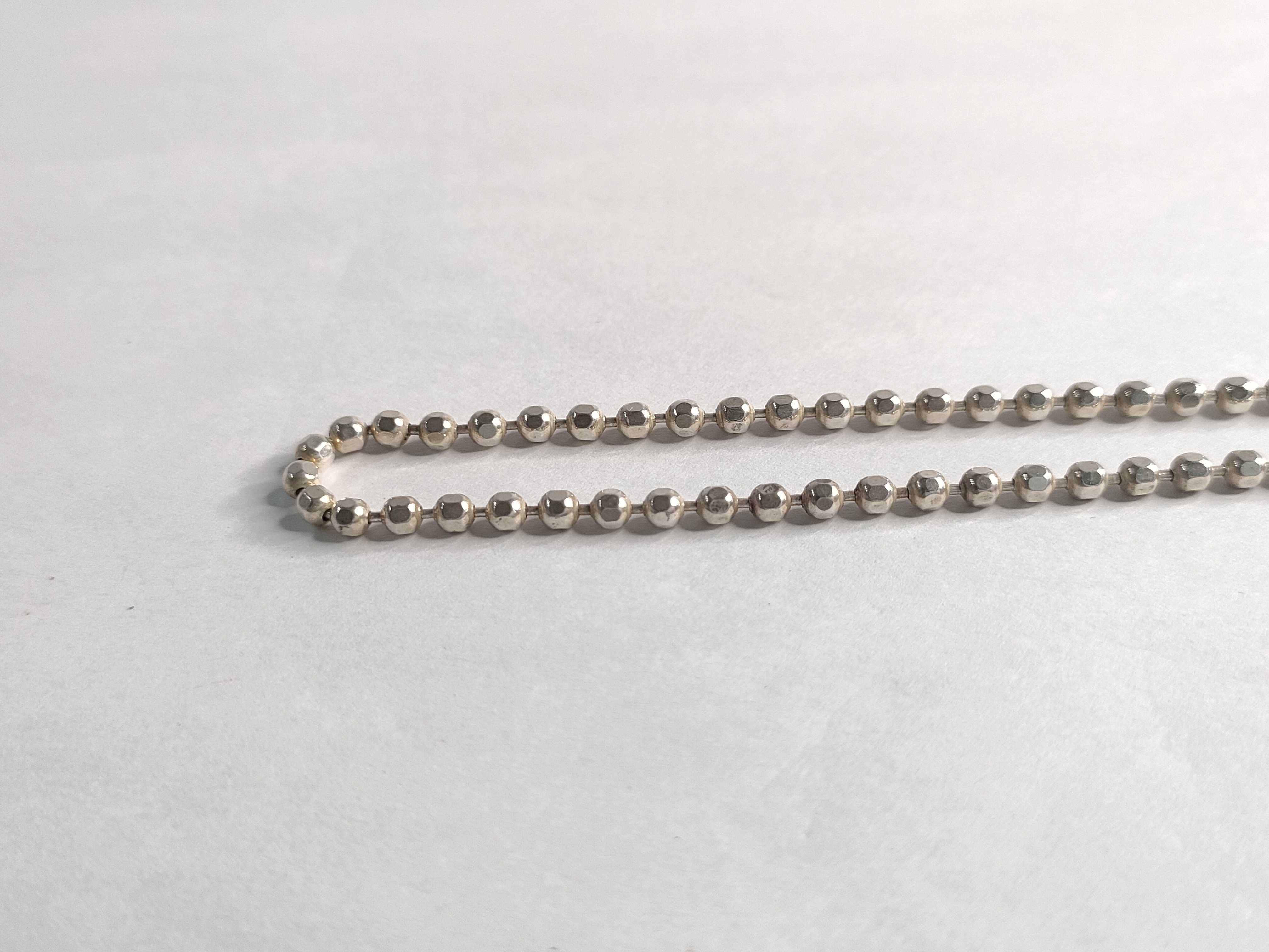 Gucci Sterling Silver Faceted Ball Chain Necklace with Stylized Handcuff Clasp
