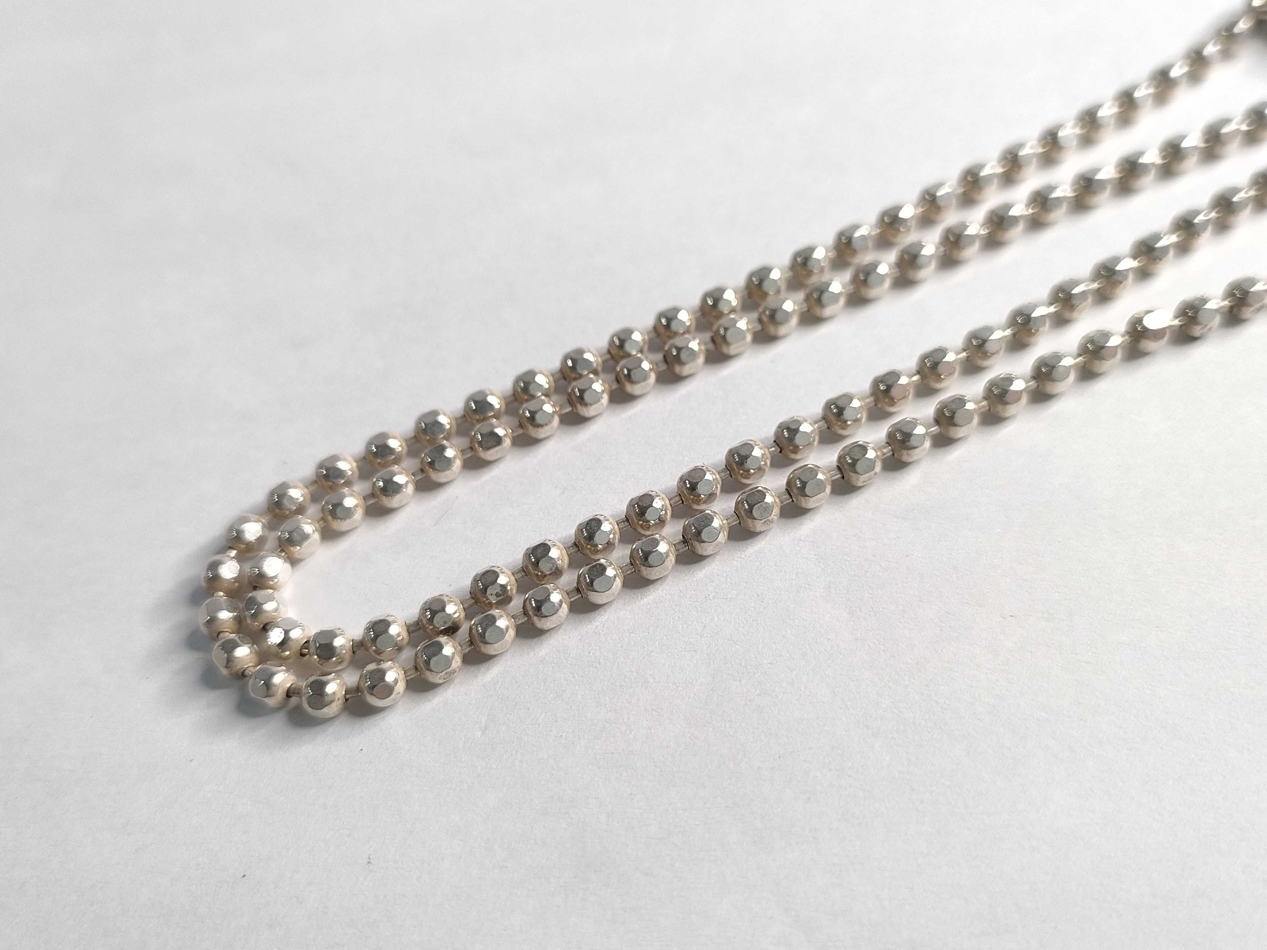 Gucci Sterling Silver Faceted Ball Chain Necklace with Stylized Handcuff Clasp