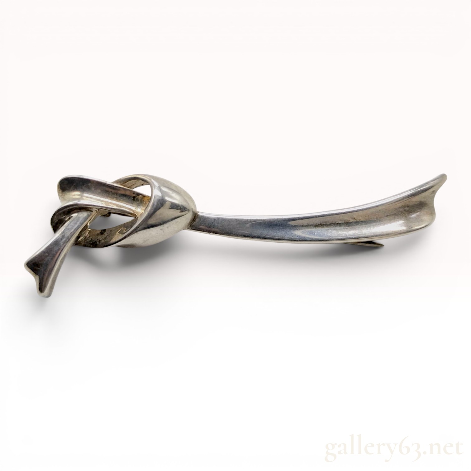 Tiffany & Co. Sterling Silver Modernist Ribbon Knot Brooch