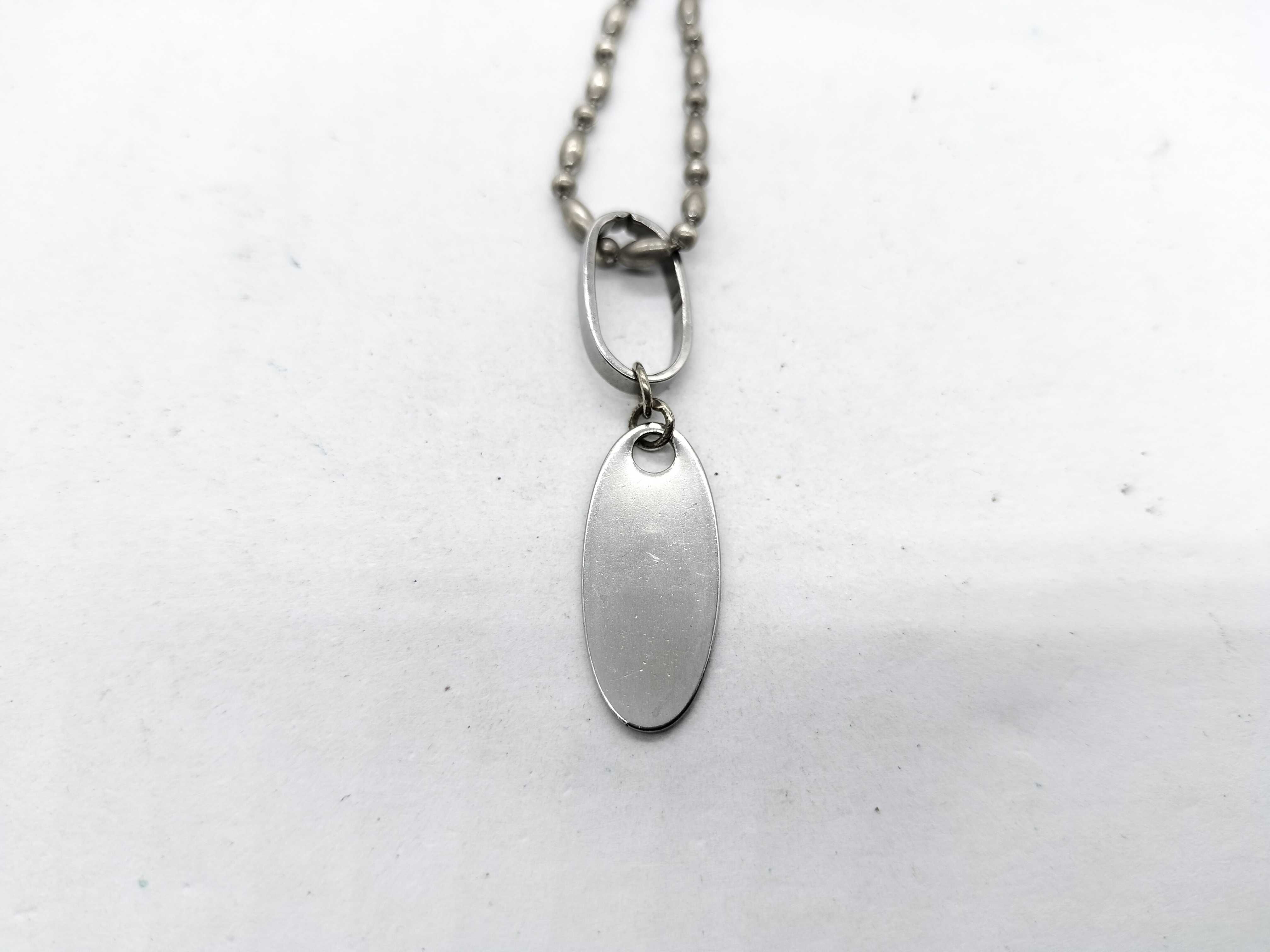 Gucci Trademark Sterling Silver Oval Tag Pendant Necklace with Box