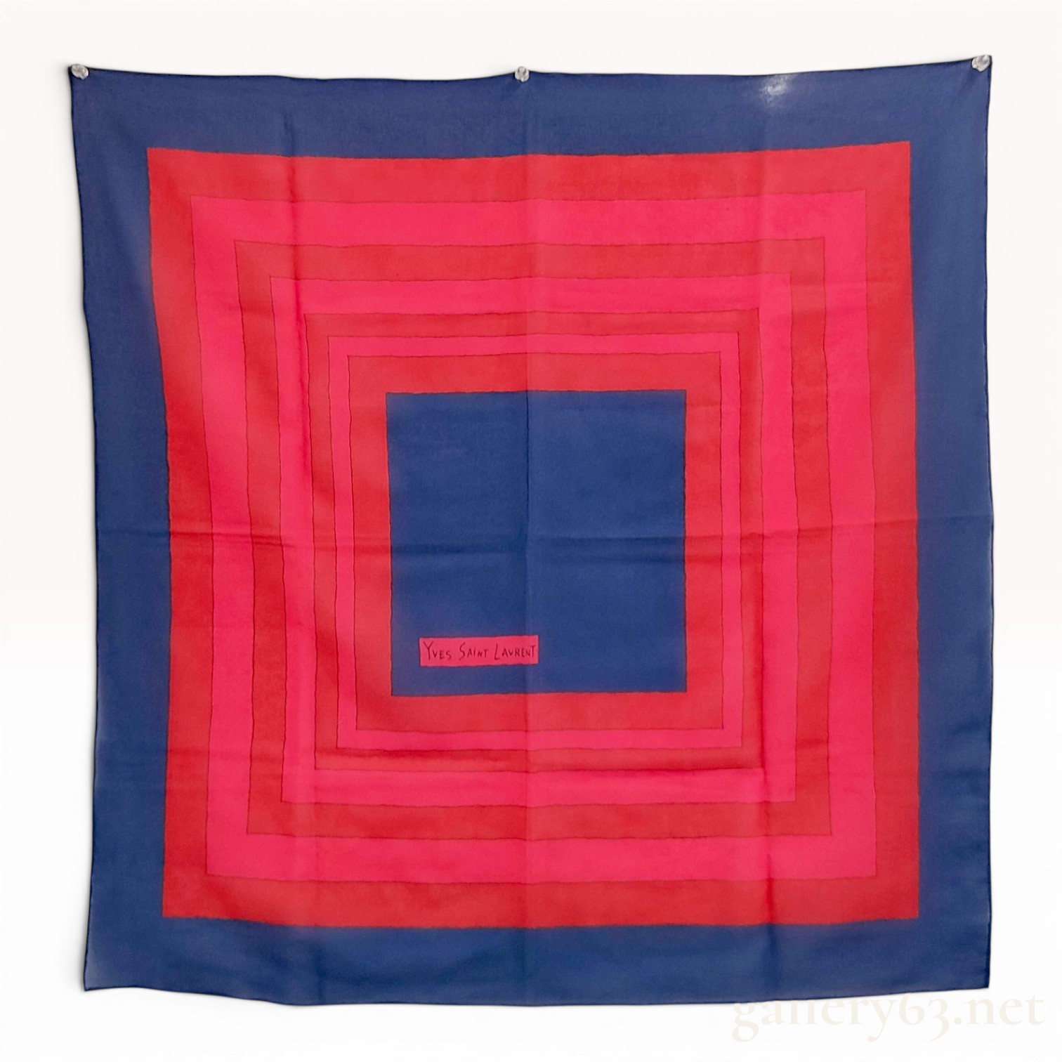 Yves Saint Laurent Silk Chiffon Geometric Square Scarf