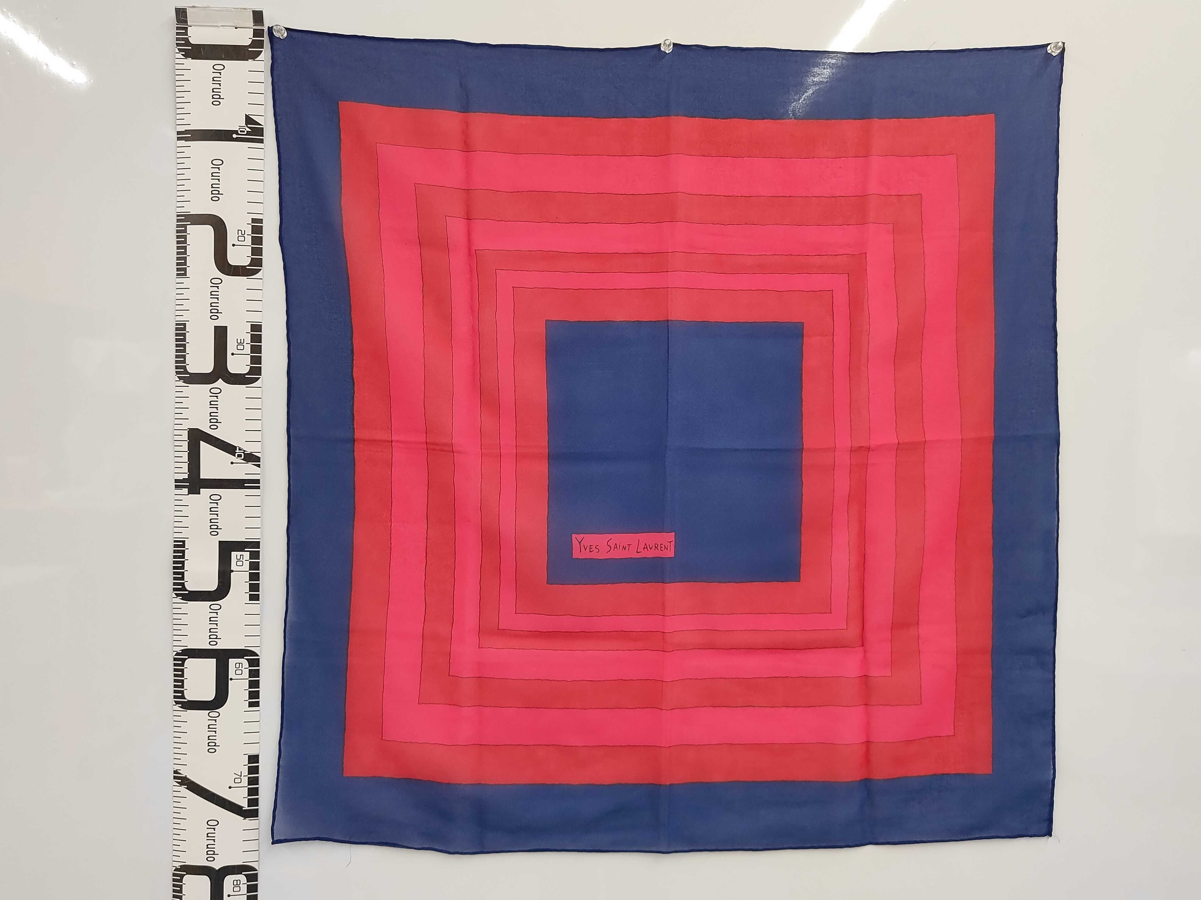 Yves Saint Laurent Silk Chiffon Geometric Square Scarf