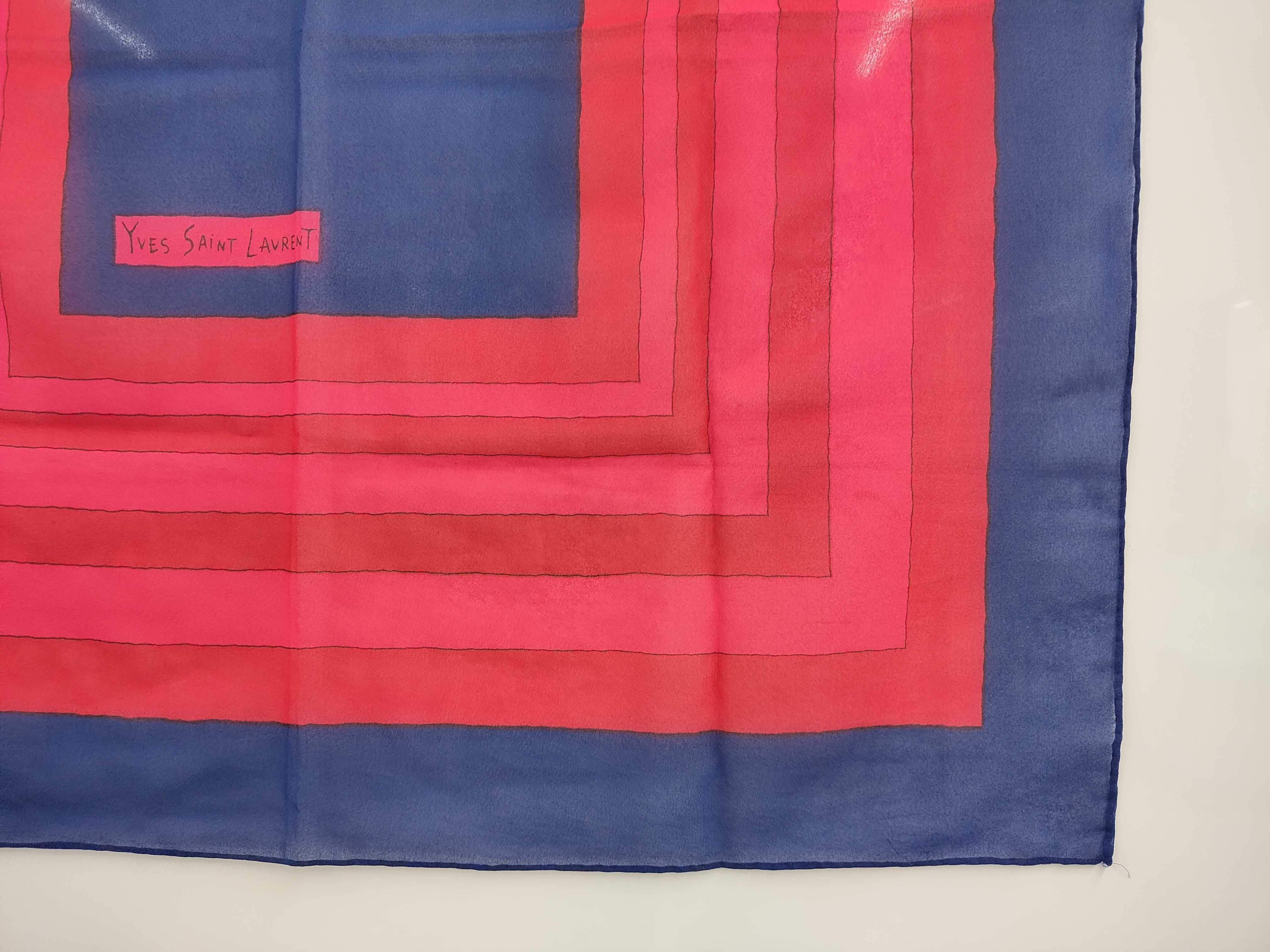 Yves Saint Laurent Silk Chiffon Geometric Square Scarf