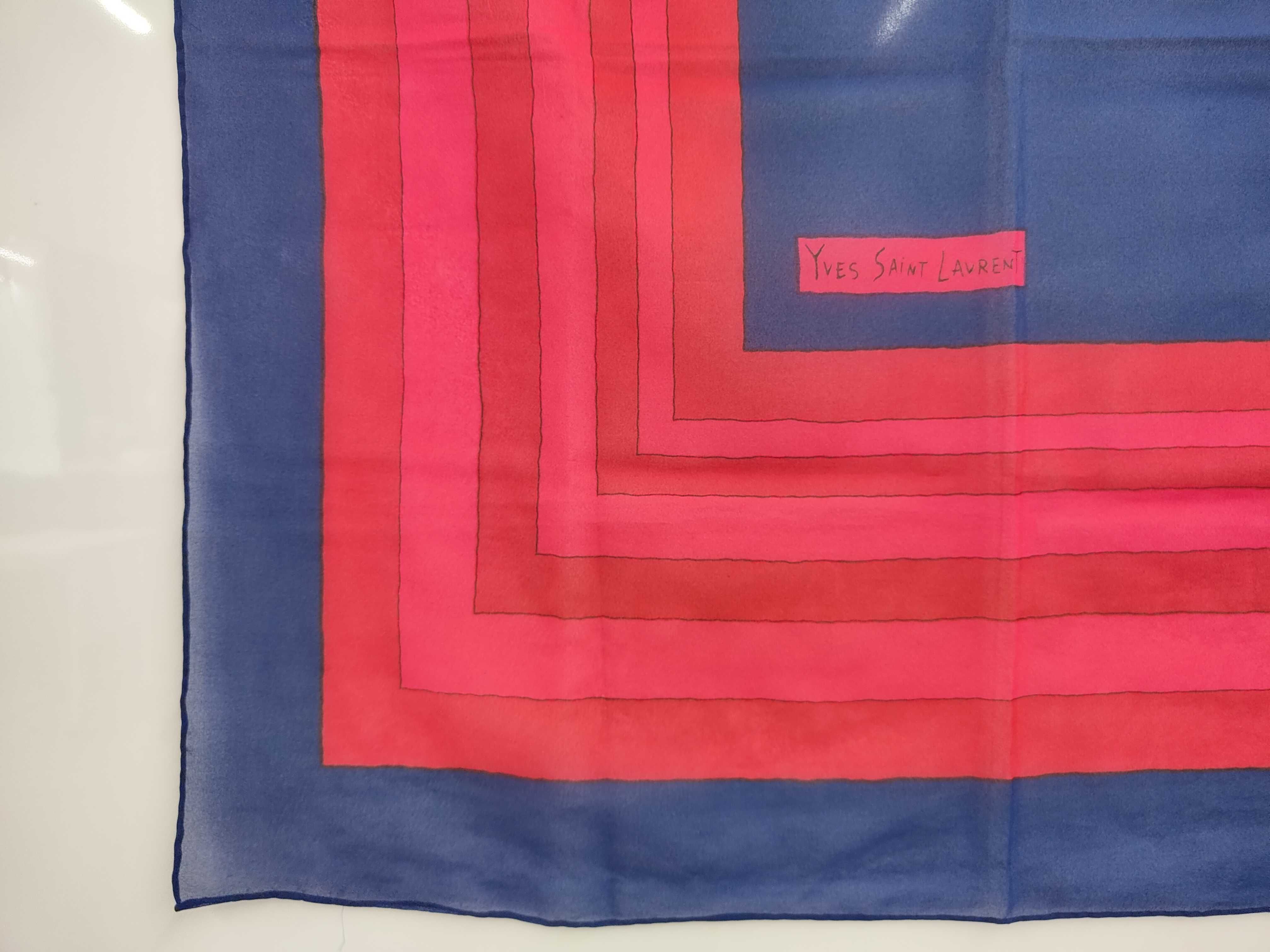 Yves Saint Laurent Silk Chiffon Geometric Square Scarf