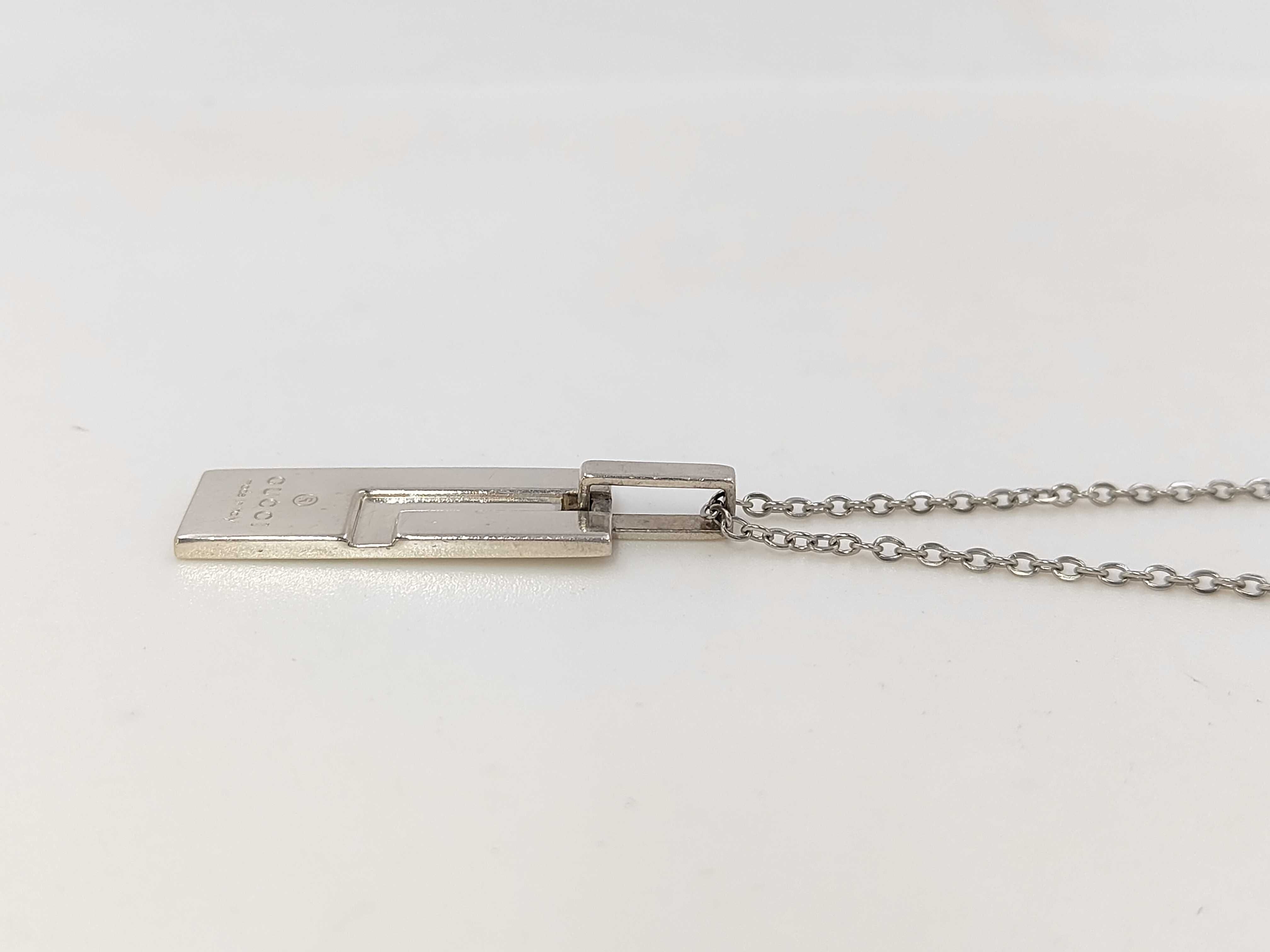 Gucci Sterling Silver G Plate Pendant Necklace