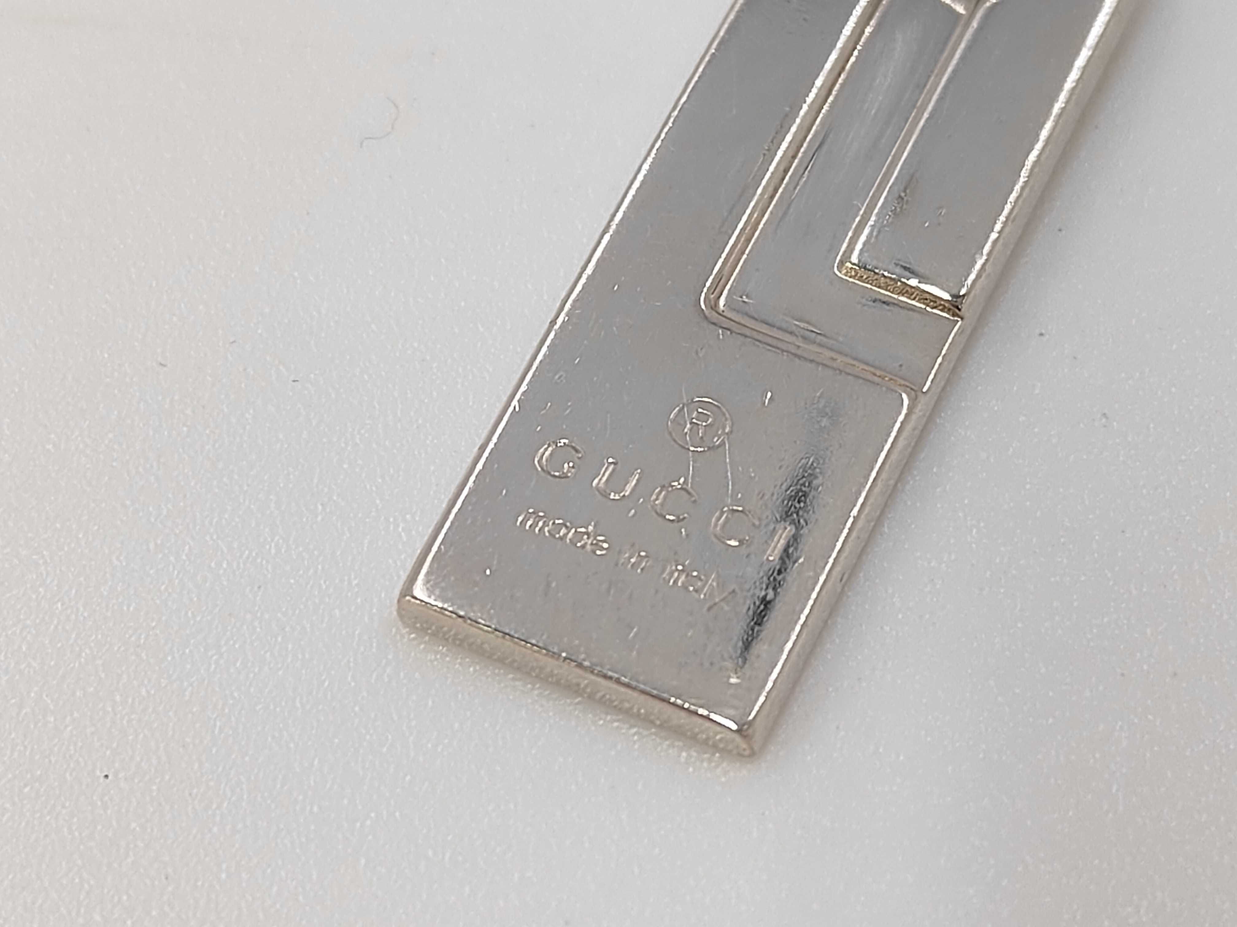 Gucci Sterling Silver G Plate Pendant Necklace