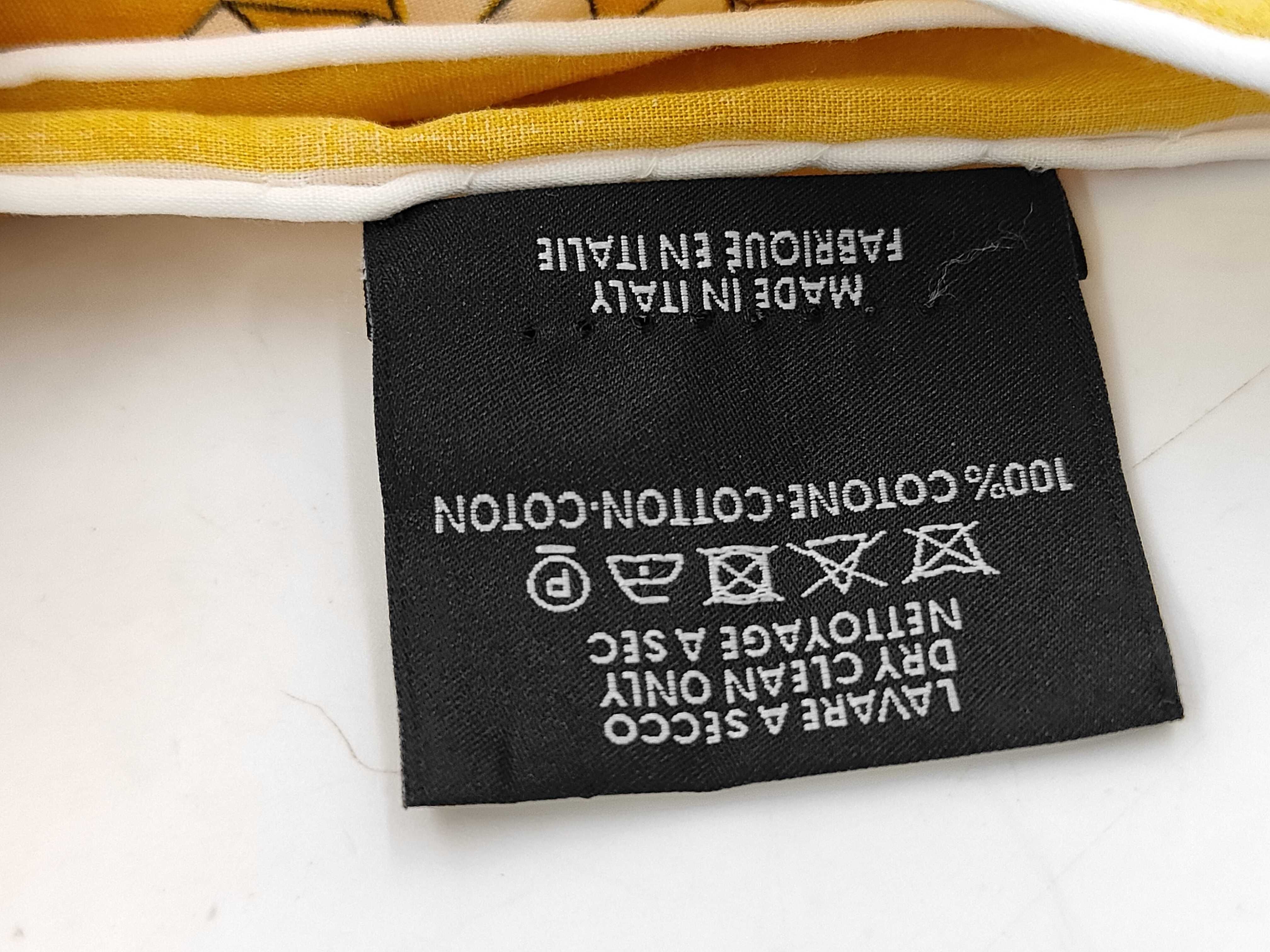 Gucci Italian Cotton Pocket Square with Mustard Yellow Geometric Pattern
