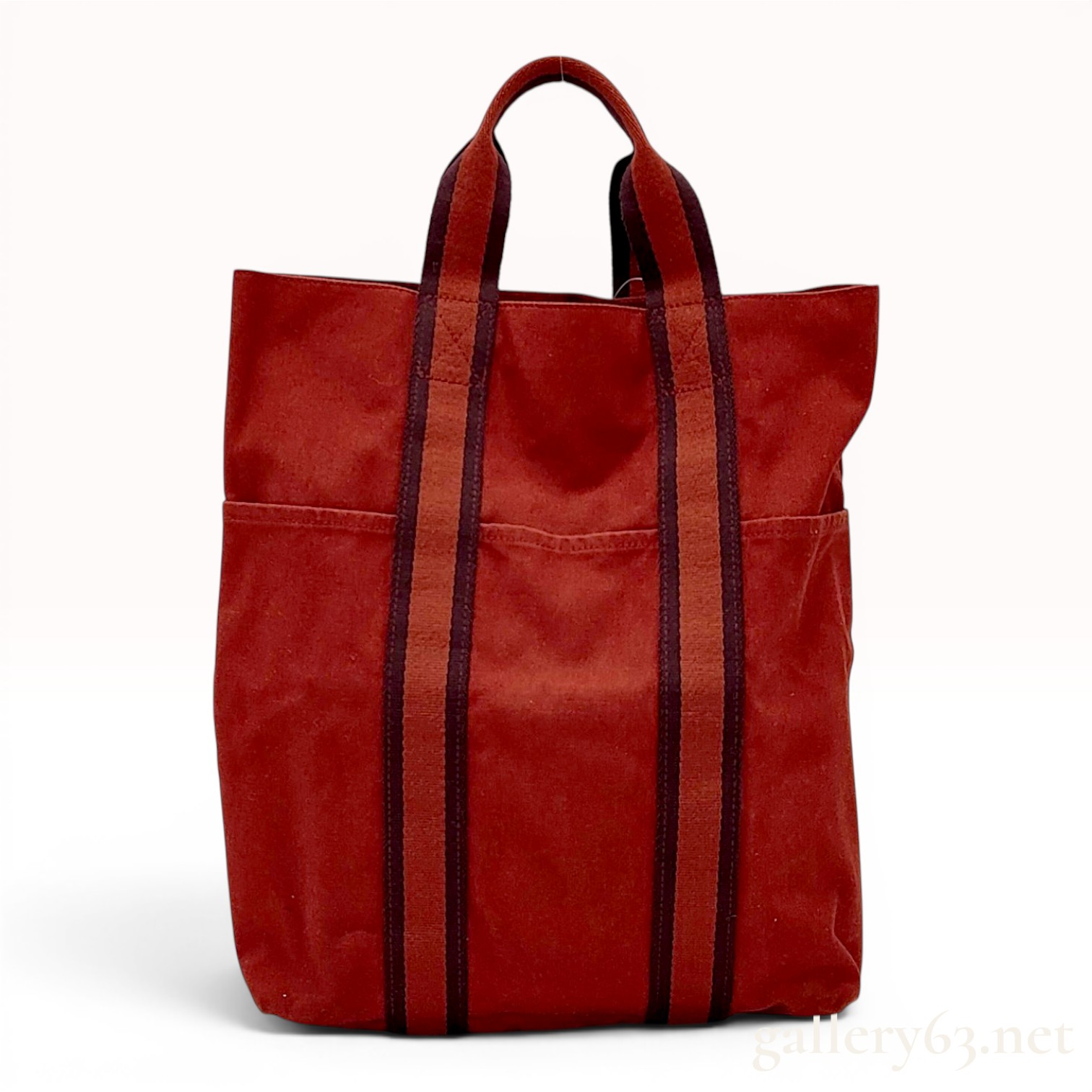 Hermes Red Canvas Fourre-Tout Cabas Tote Bag