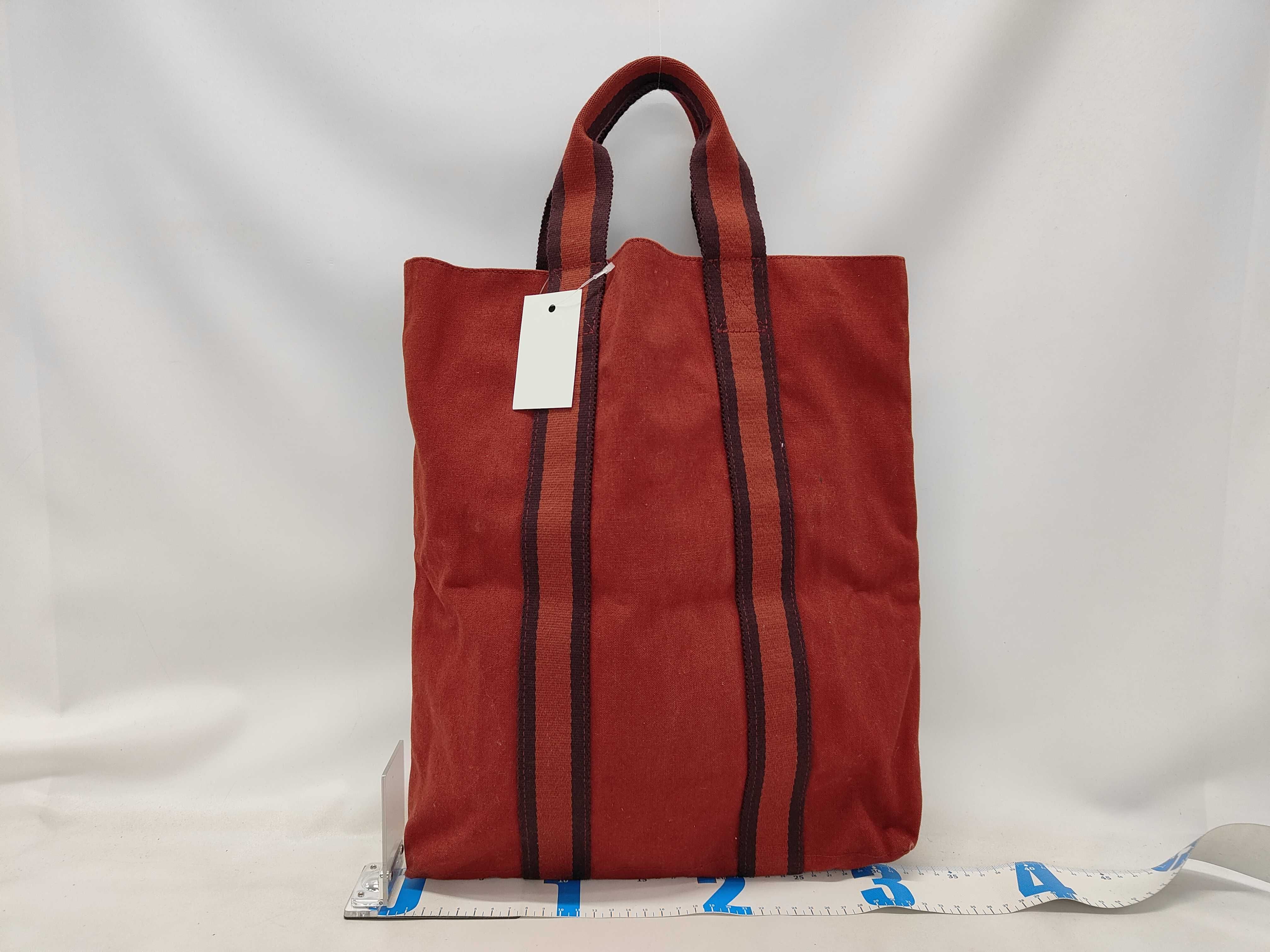 Hermes Red Canvas Fourre-Tout Cabas Tote Bag