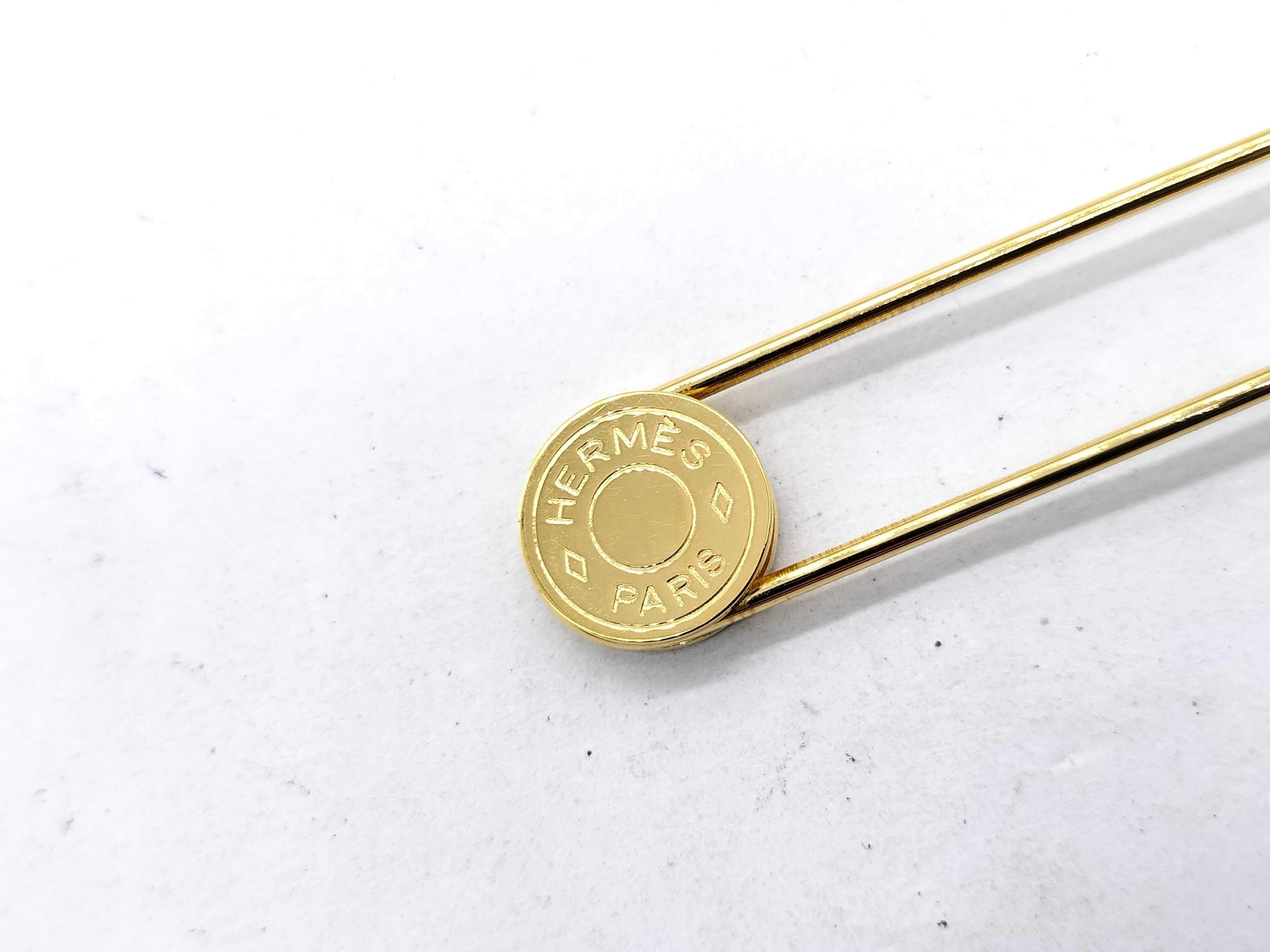 Hermes Gold-Plated Clou de Selle Safety Pin Brooch