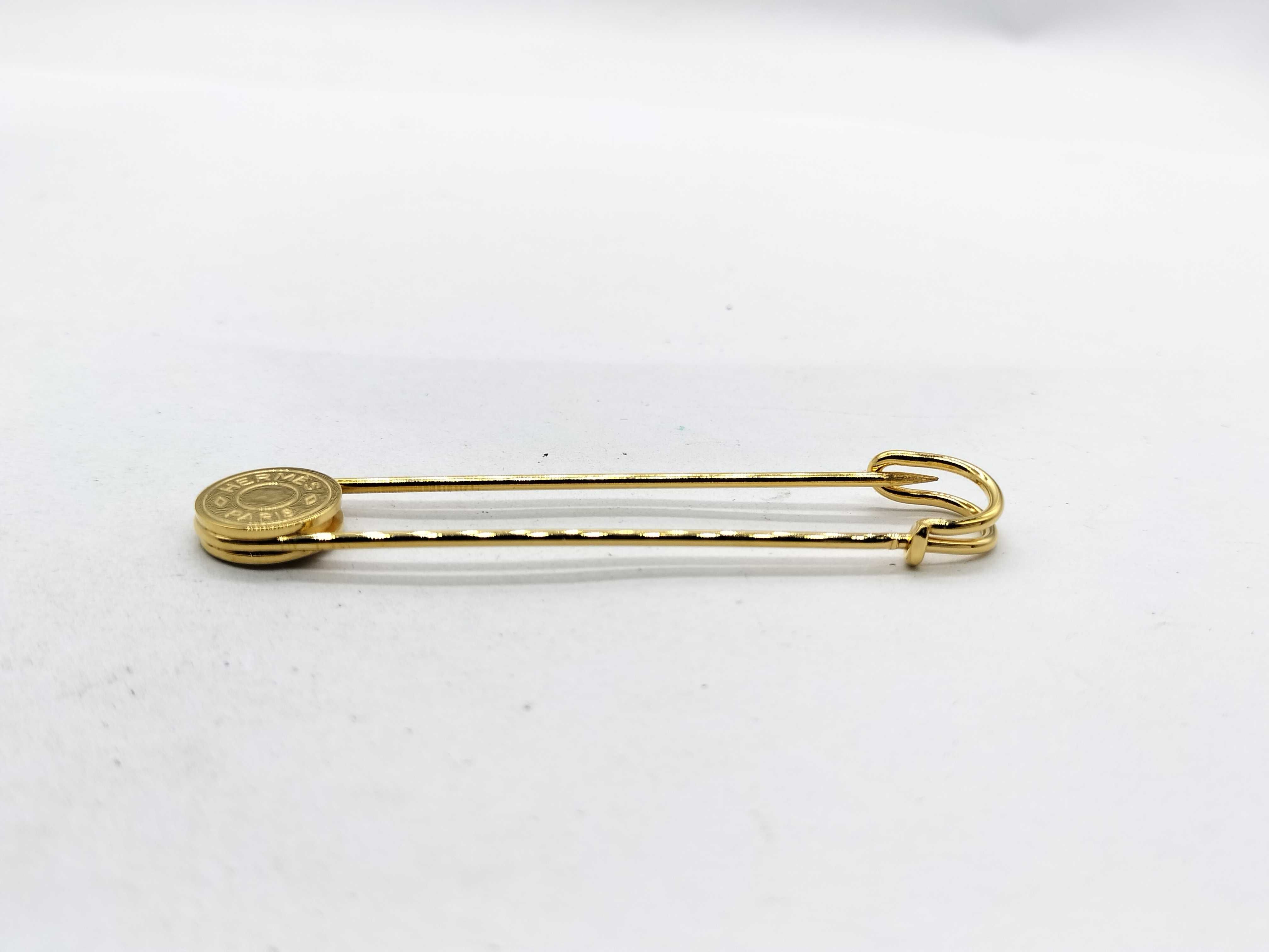 Hermes Gold-Plated Clou de Selle Safety Pin Brooch