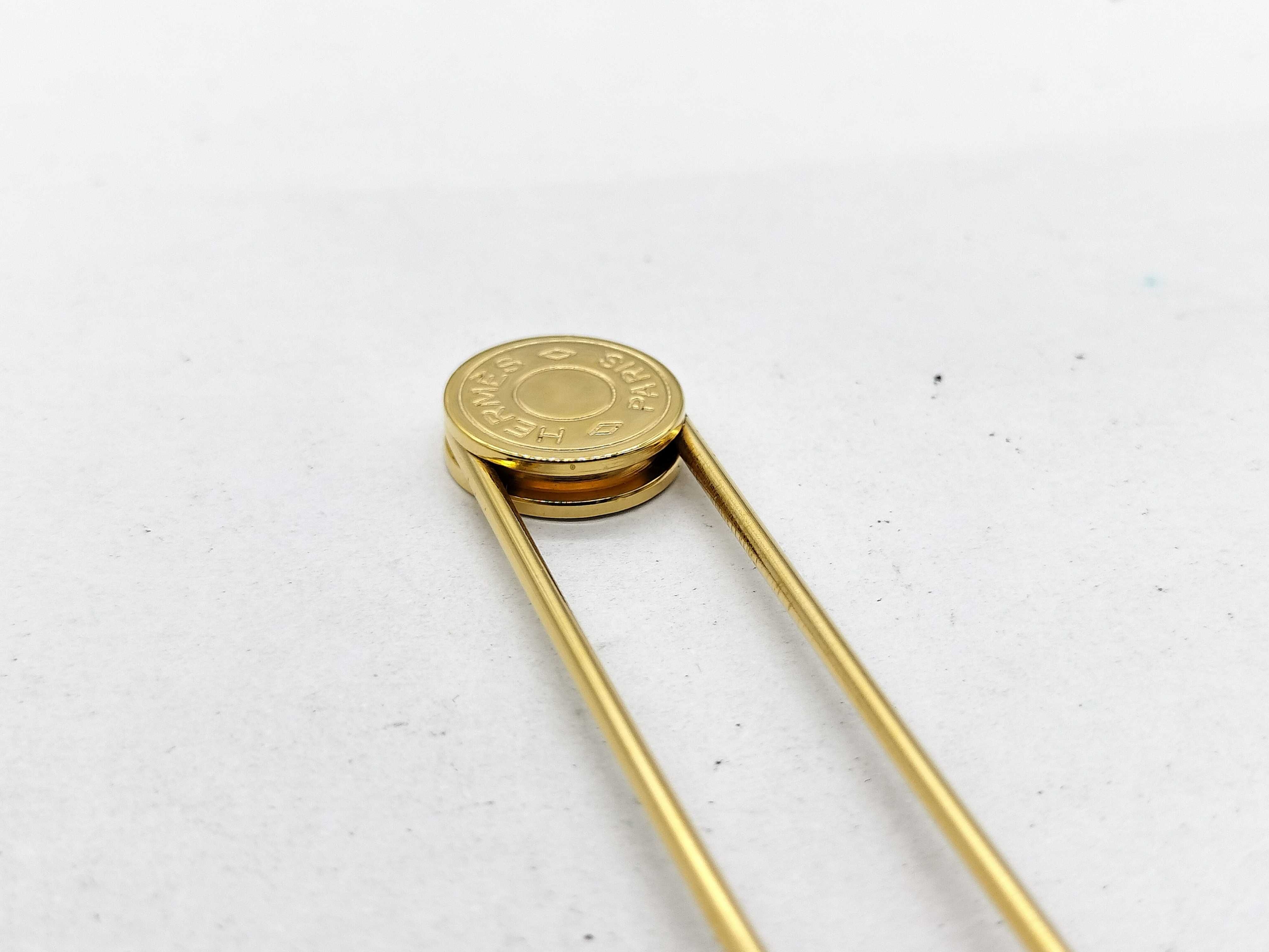 Hermes Gold-Plated Clou de Selle Safety Pin Brooch