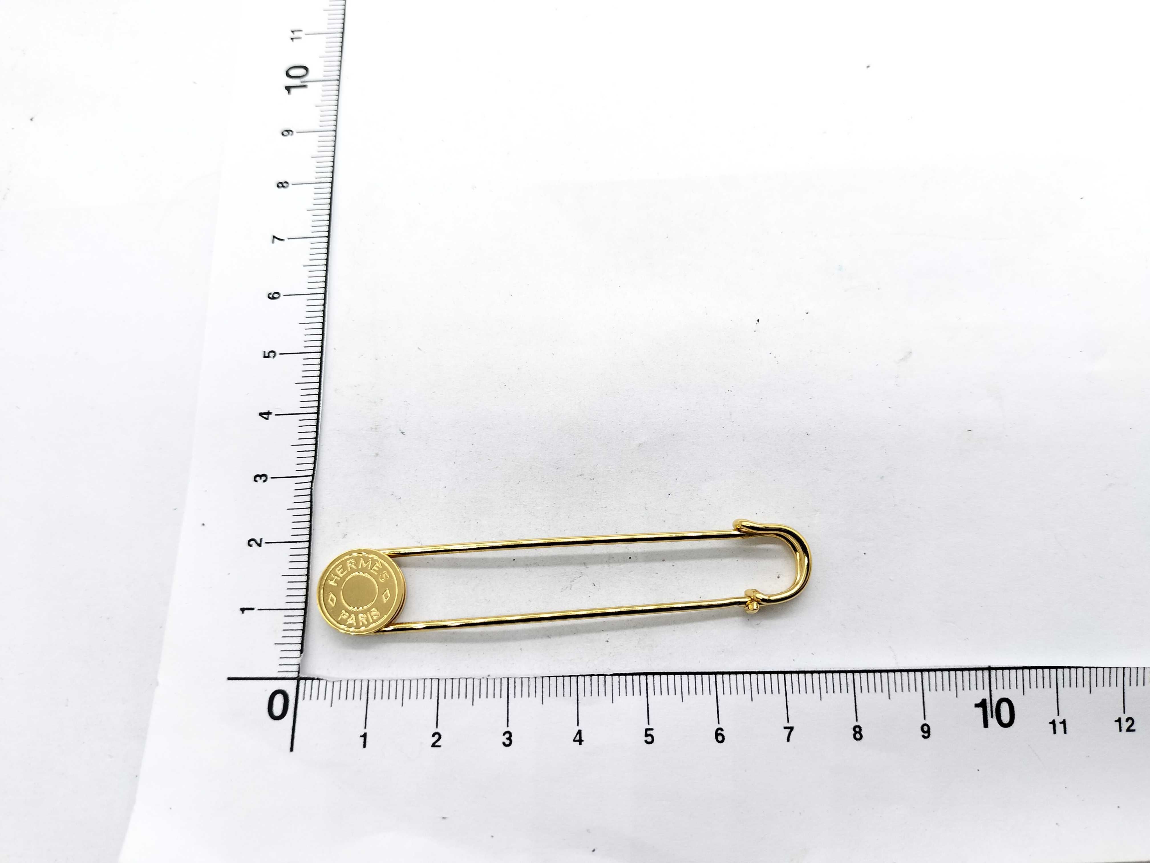Hermes Gold-Plated Clou de Selle Safety Pin Brooch