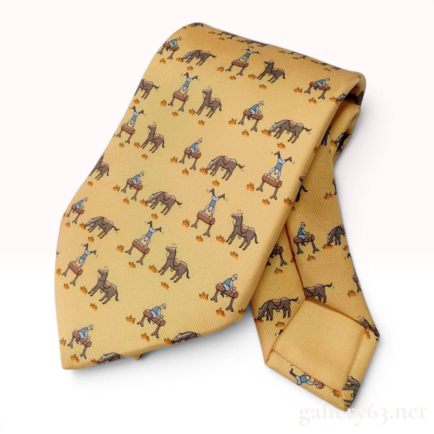Hermes Silk Necktie Pattern 7861 UA Equestrian Acrobat Motif