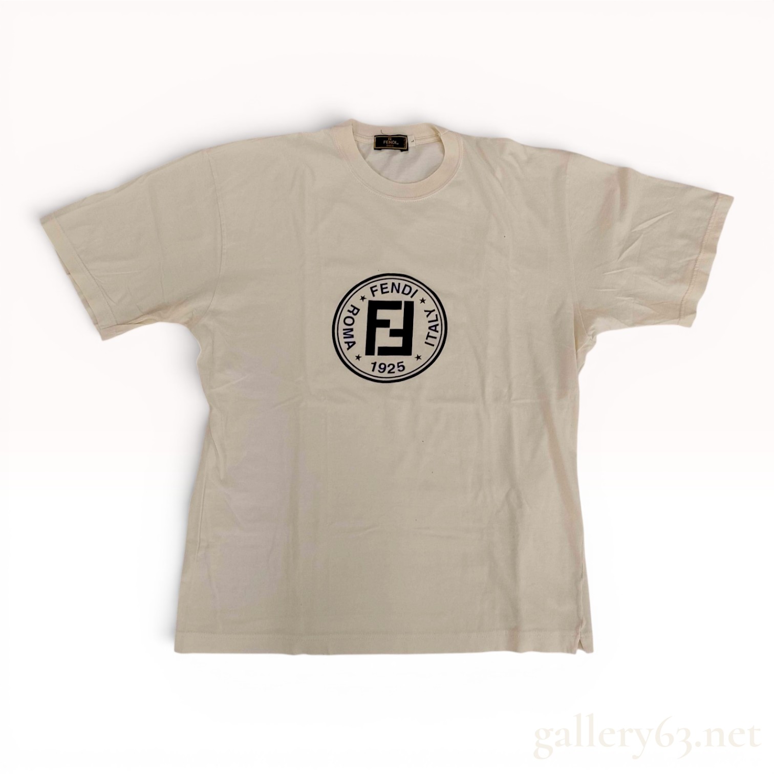 Fendi Mare Vintage Short Sleeve Logo T-Shirt, Cream, Size Large